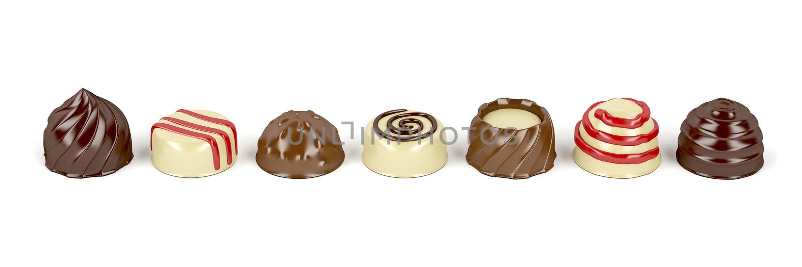 Chocolate pralines on white by magraphics