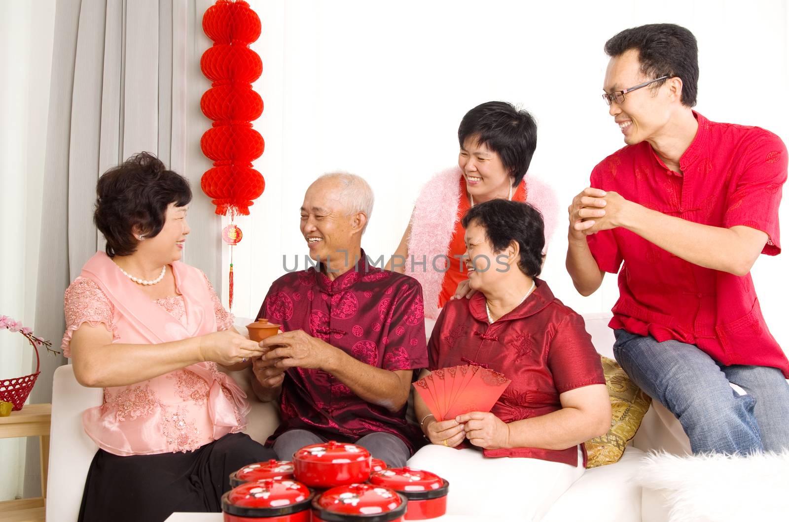 Asian family celebrate chinese new year