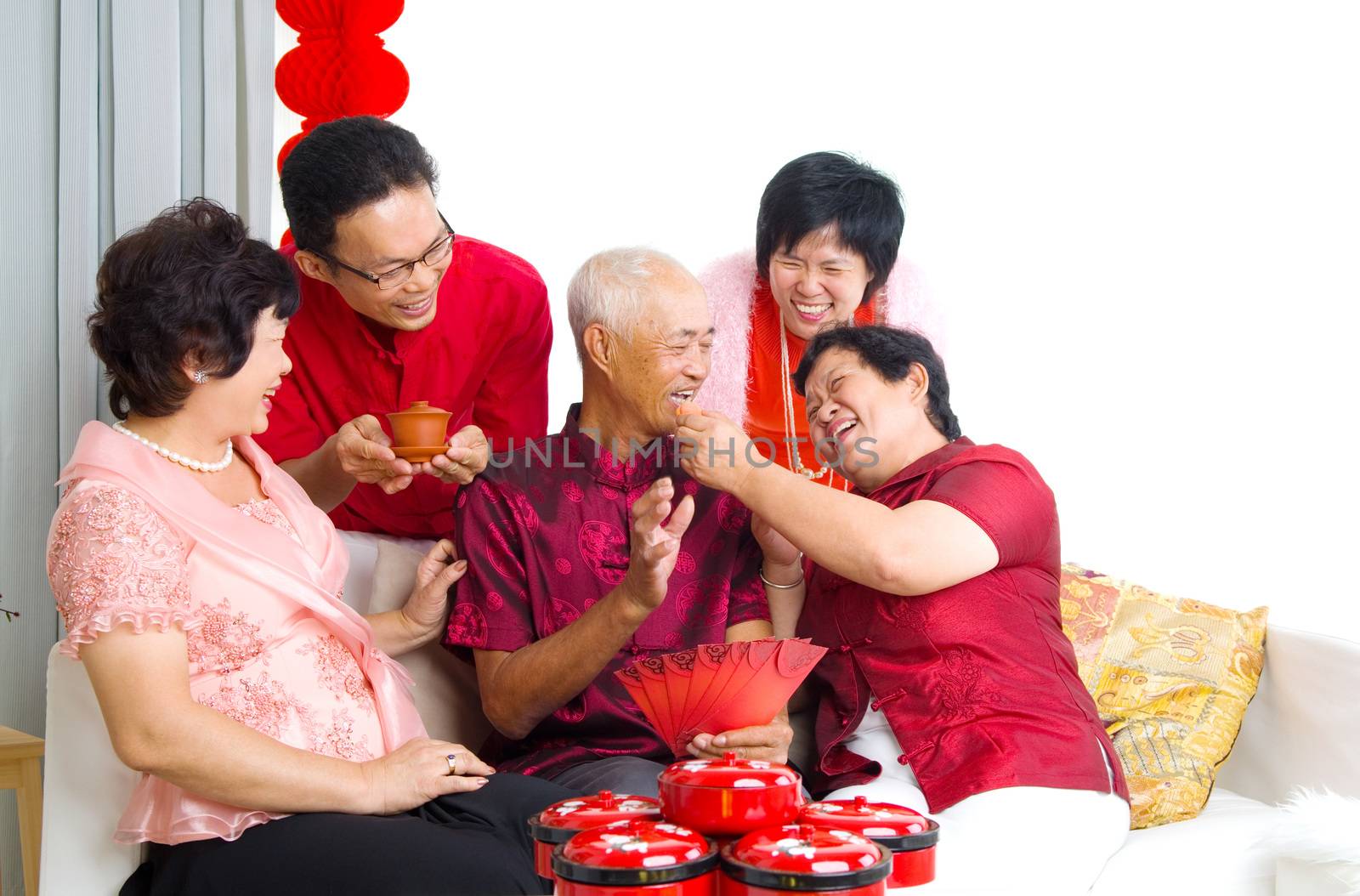 Asian family celebrate chinese new year