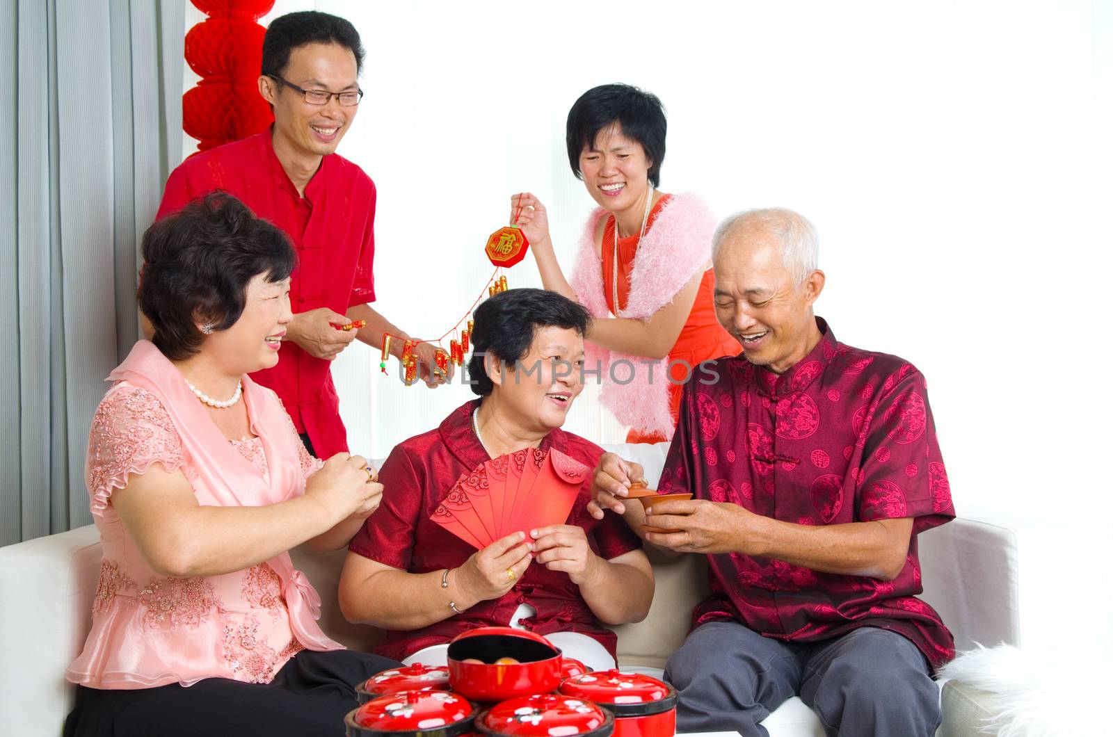 Asian family celebrate chinese new year