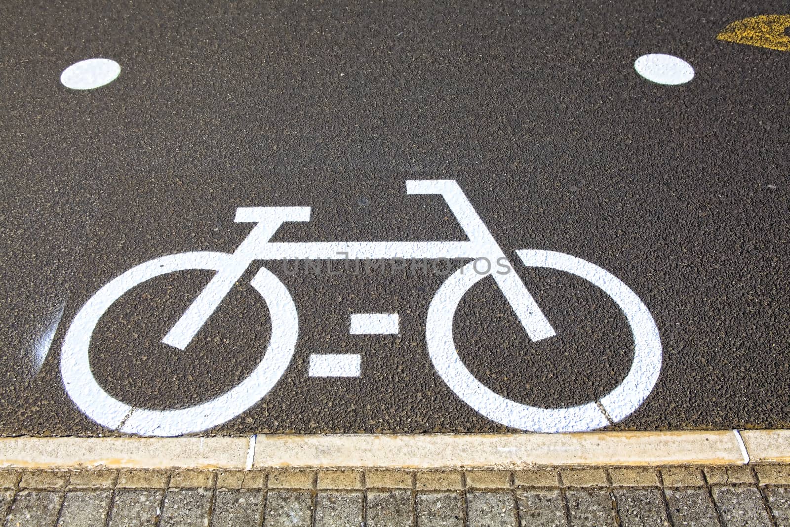 Bicycle sign on the road in  Lisbon Portugal