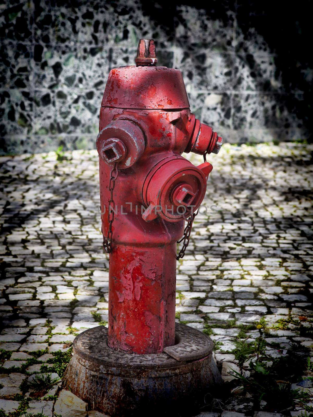 Red fire hydrant in  Lisbon Portugal