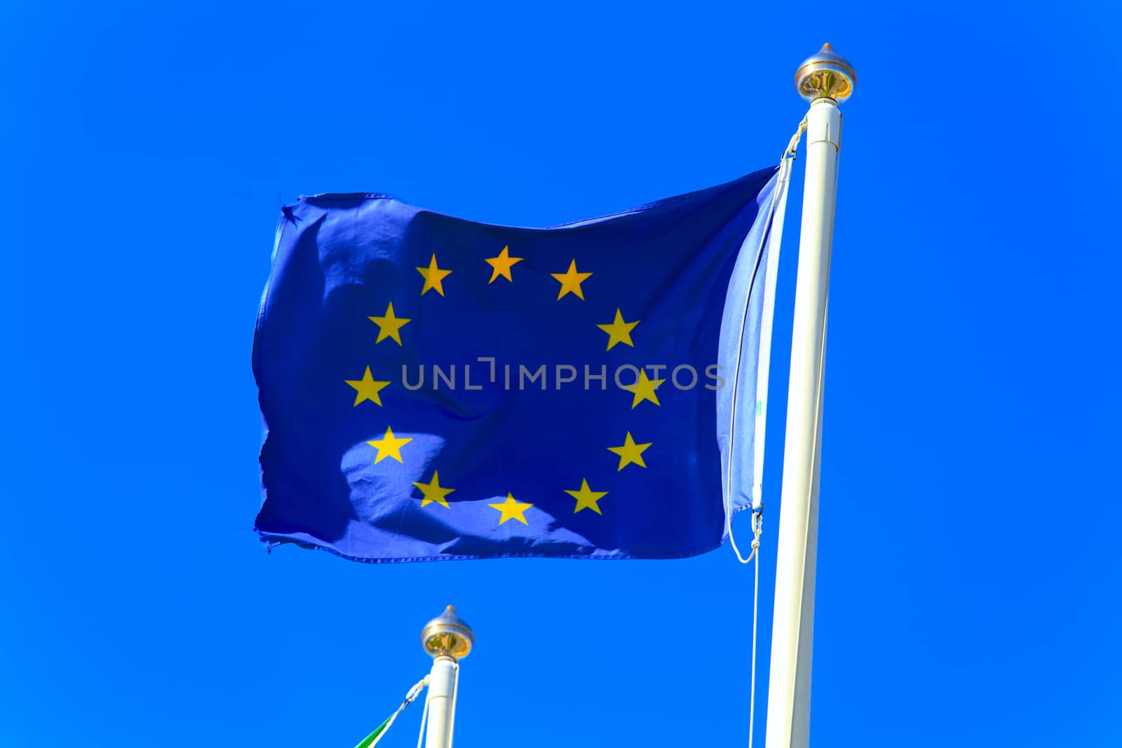 Flag of European Union fluttering in the wind