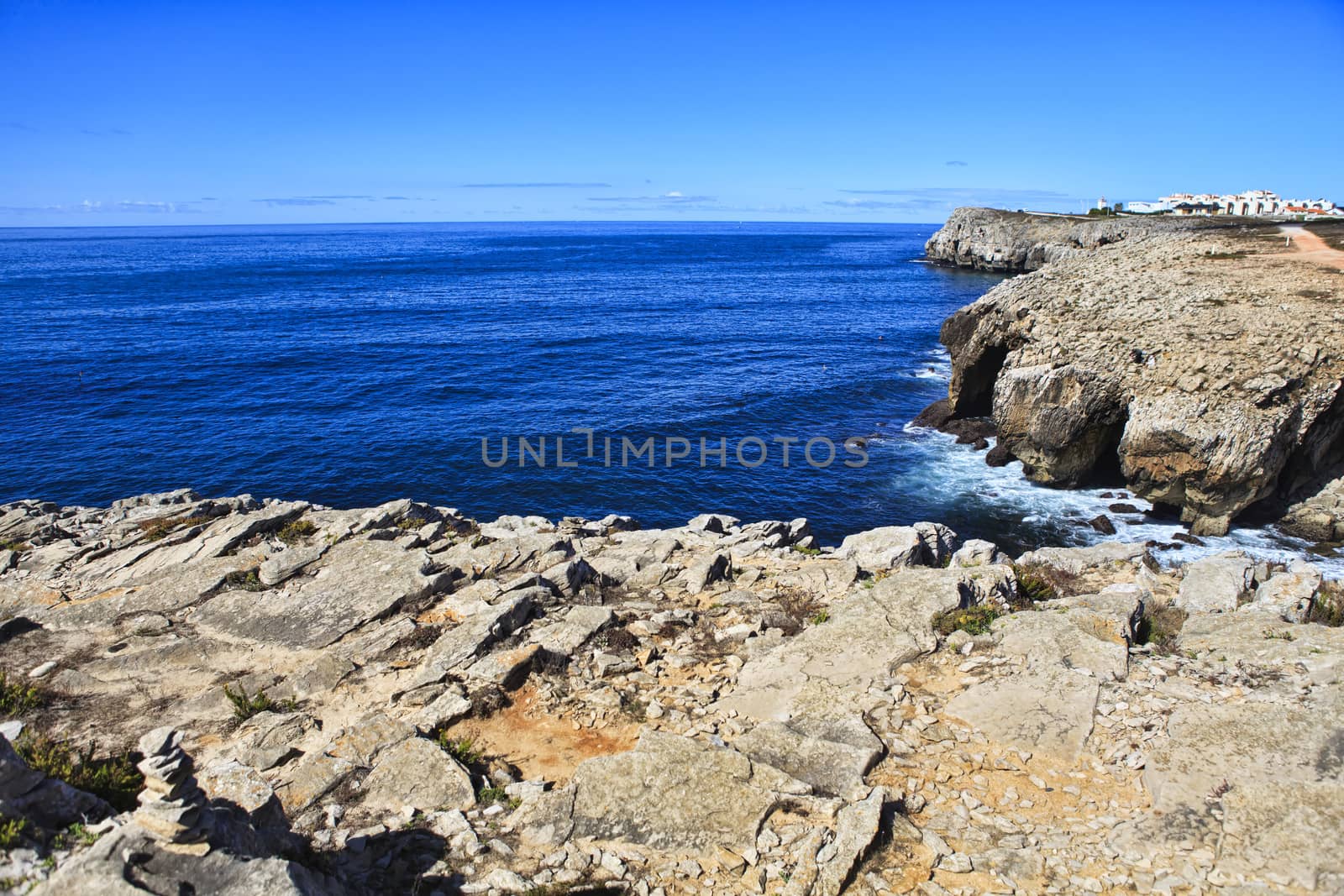 Rocky Coast Extending into the Sea