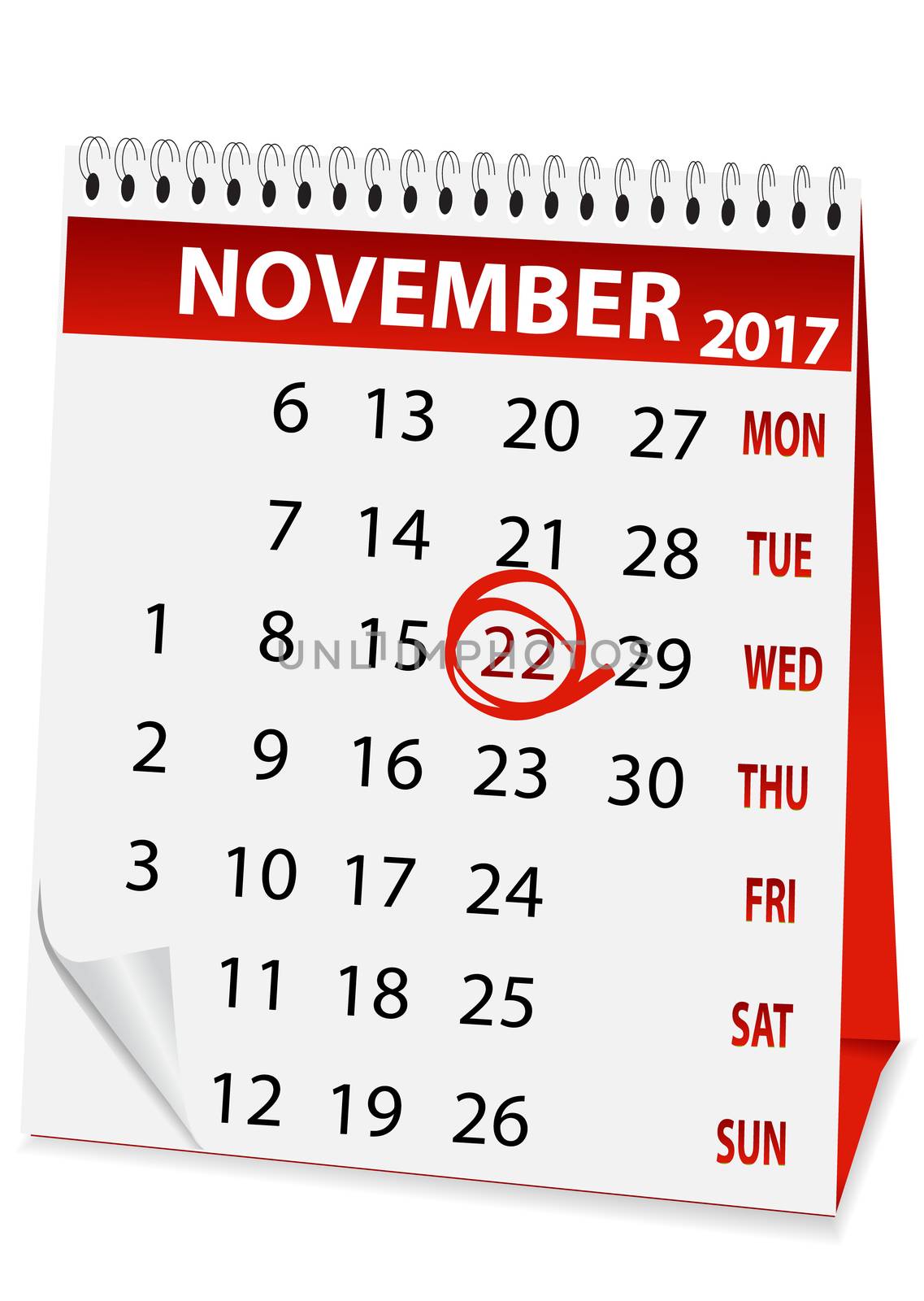 holiday calendar for Thanksgiving Day 2017 by rodakm