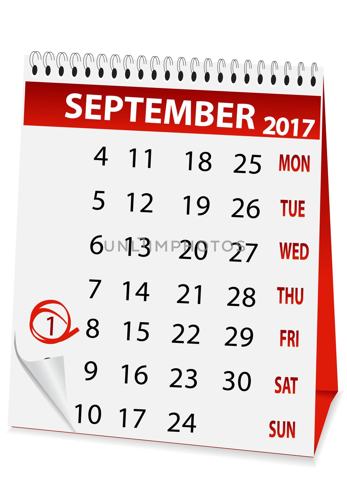 icon calendar for September 1 2017 by rodakm