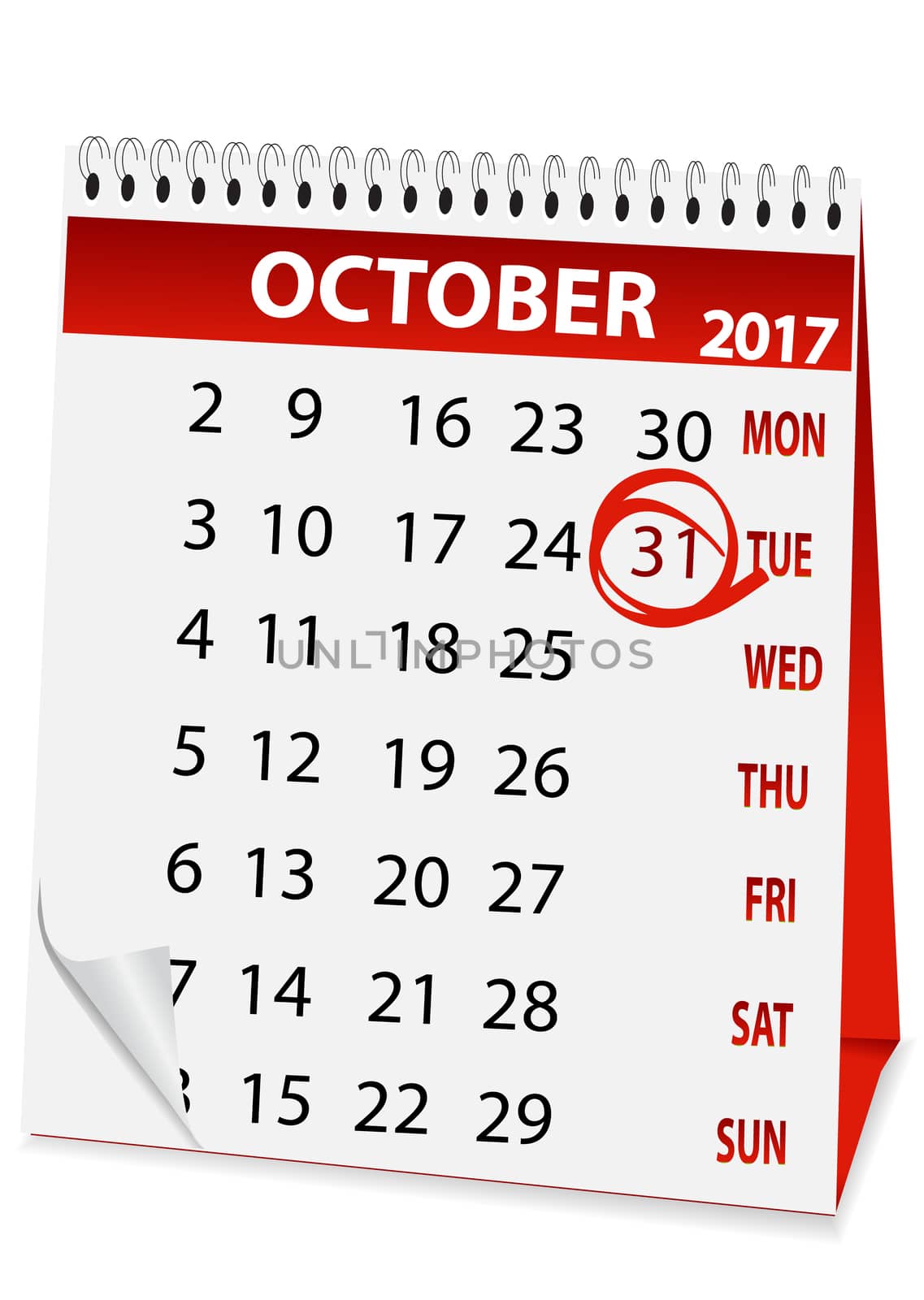 icon in the form of a calendar for Halloween