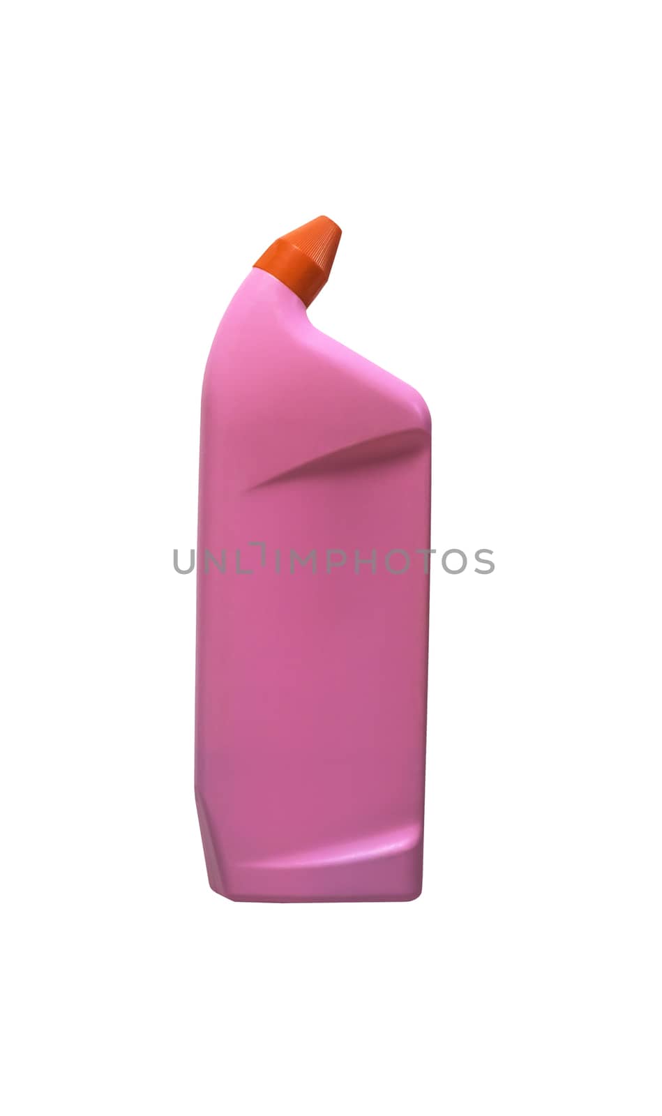 Pink plastic bottle isolated on white with clipping path