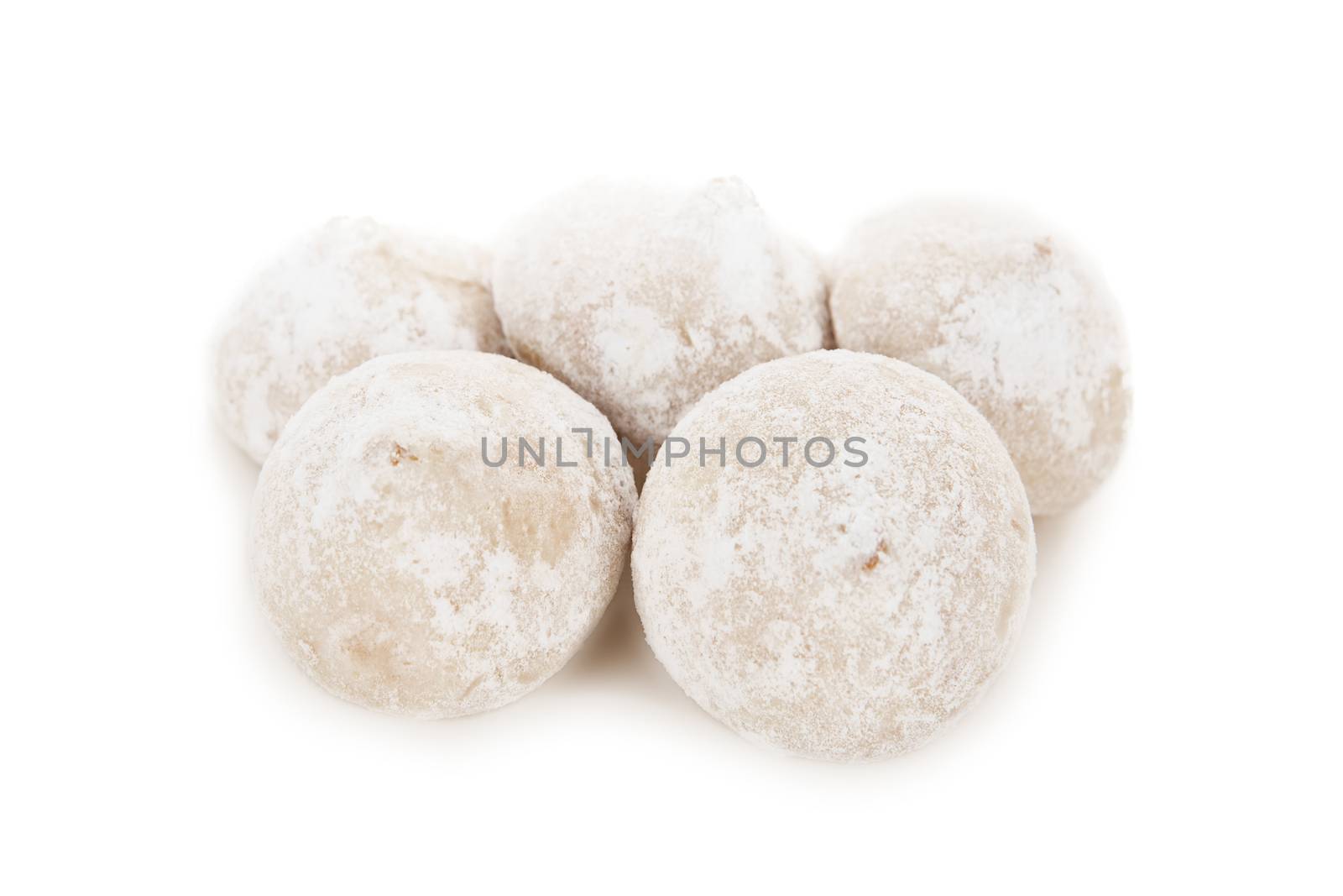 White candy truffles isolated on white background
