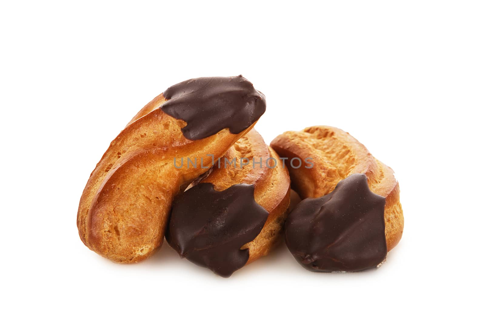 chocolate eclairs isolated on a white background