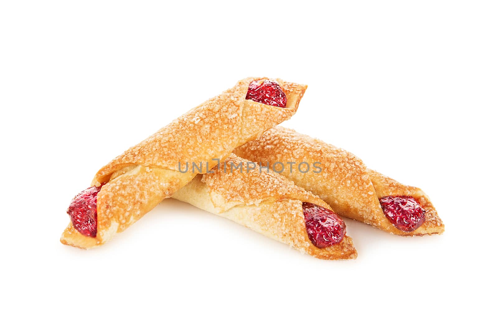 Sweet cookies with jam isolated on white background