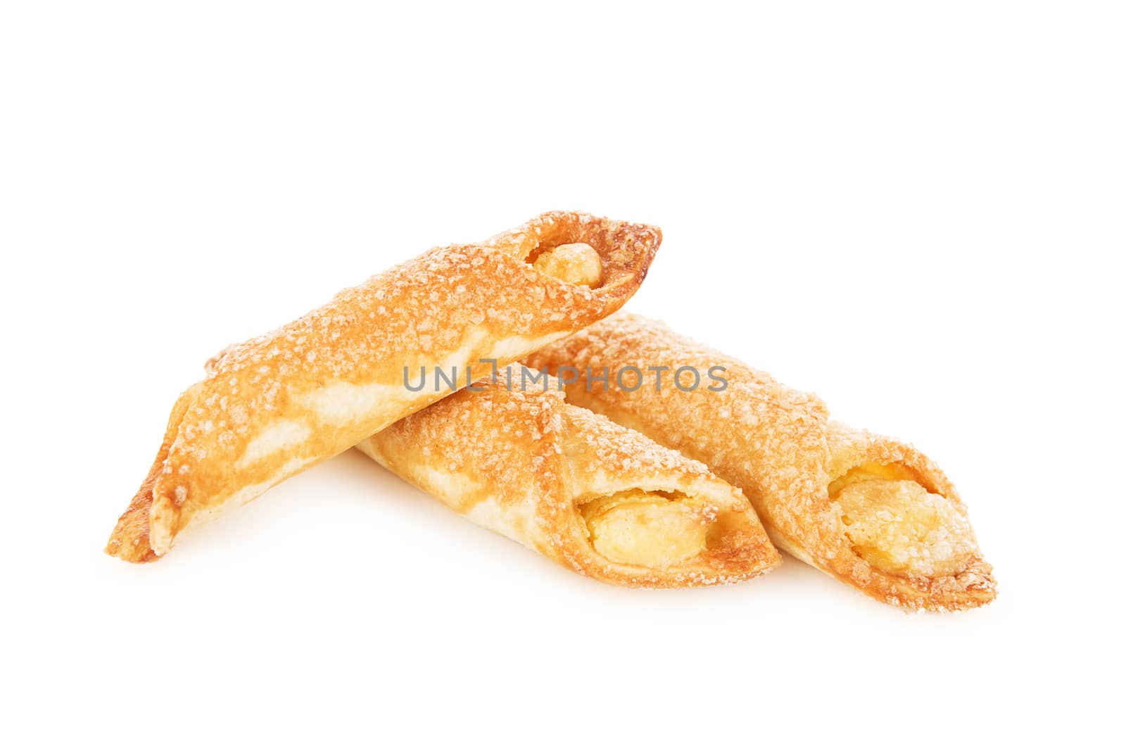 Sweet cookies with With curd filling isolated on white background