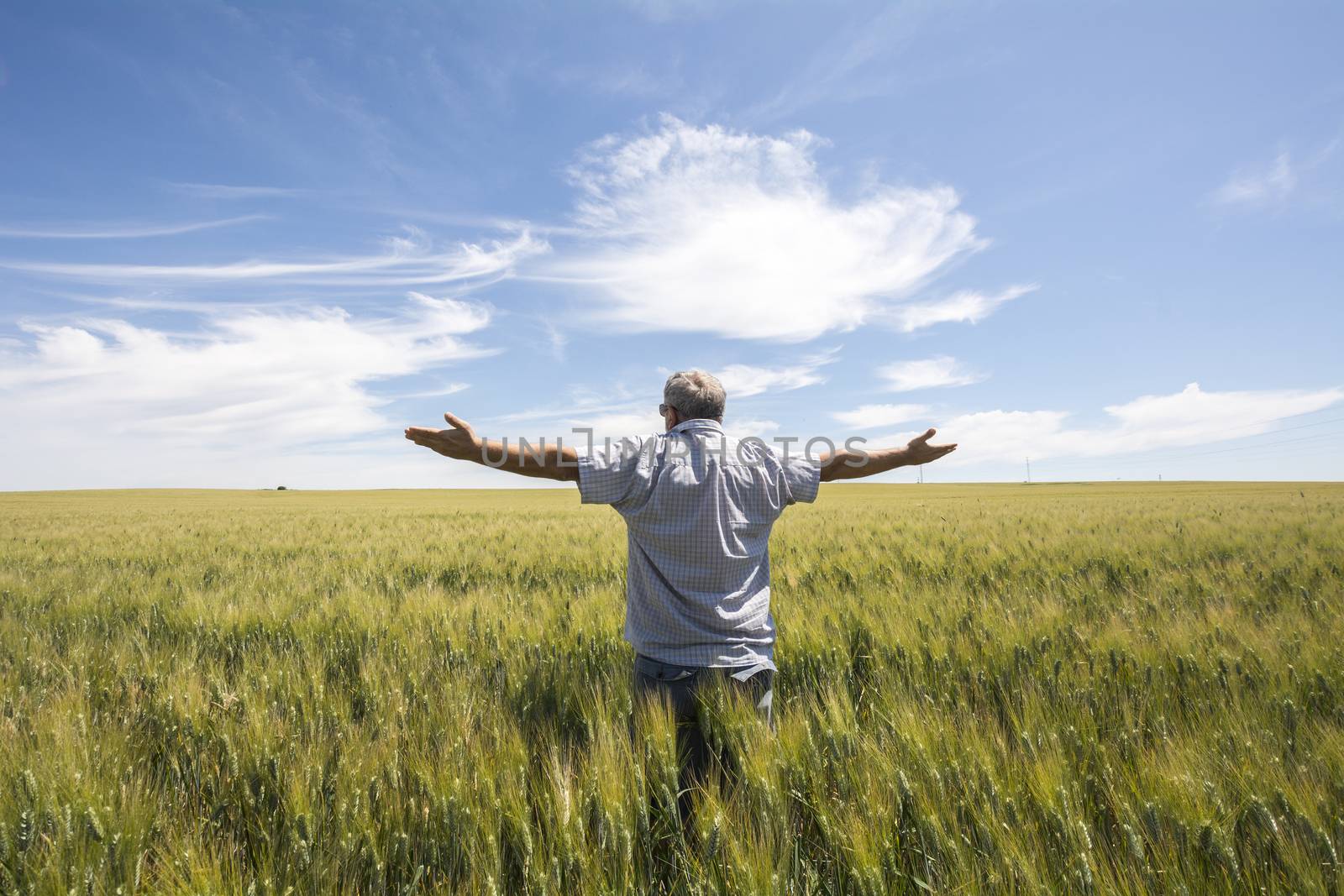 Farmer  is wishing  it is raining