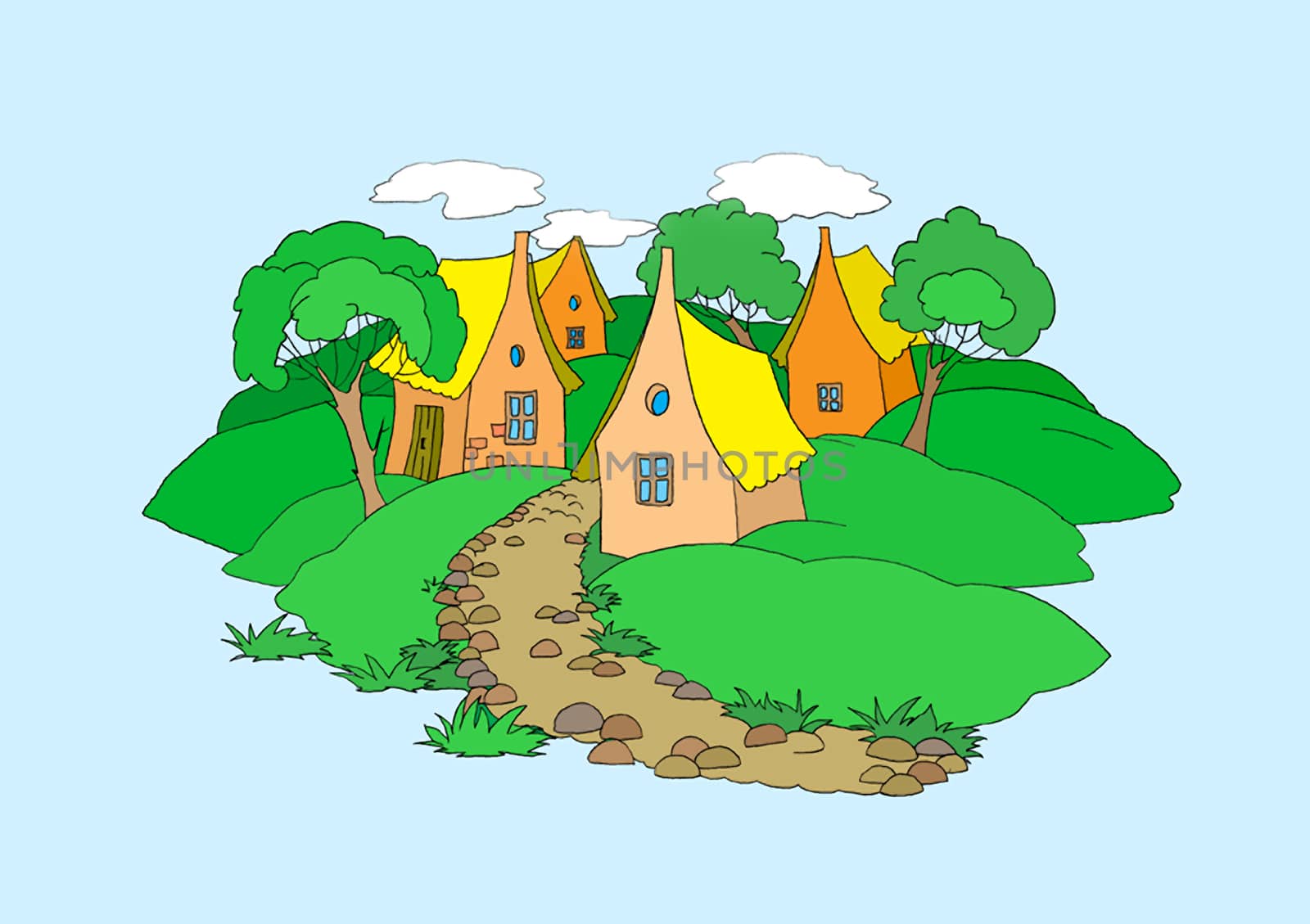 Small Village Illustration Isolated by Multipedia