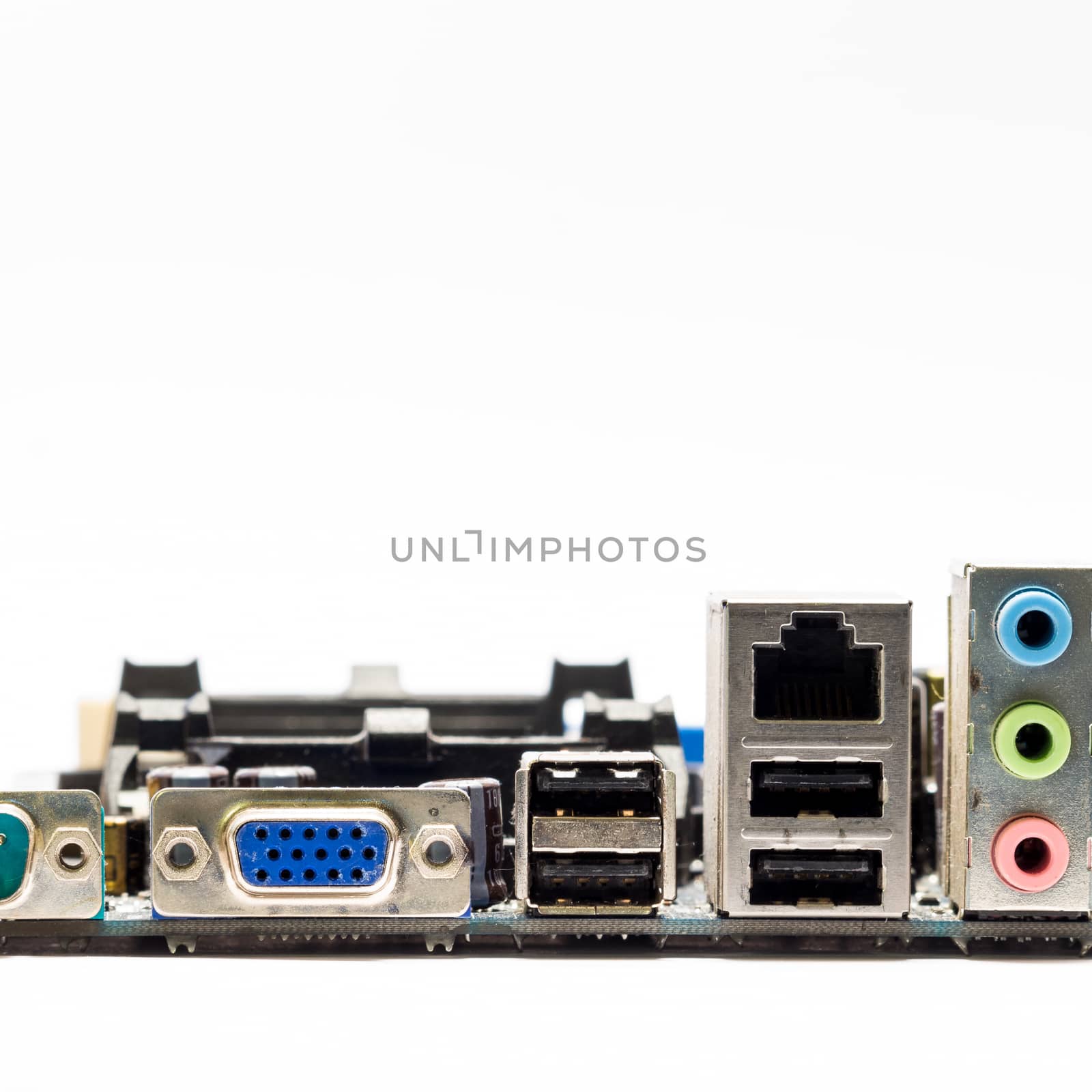 Connector of computer motherboard, isolated on white background.