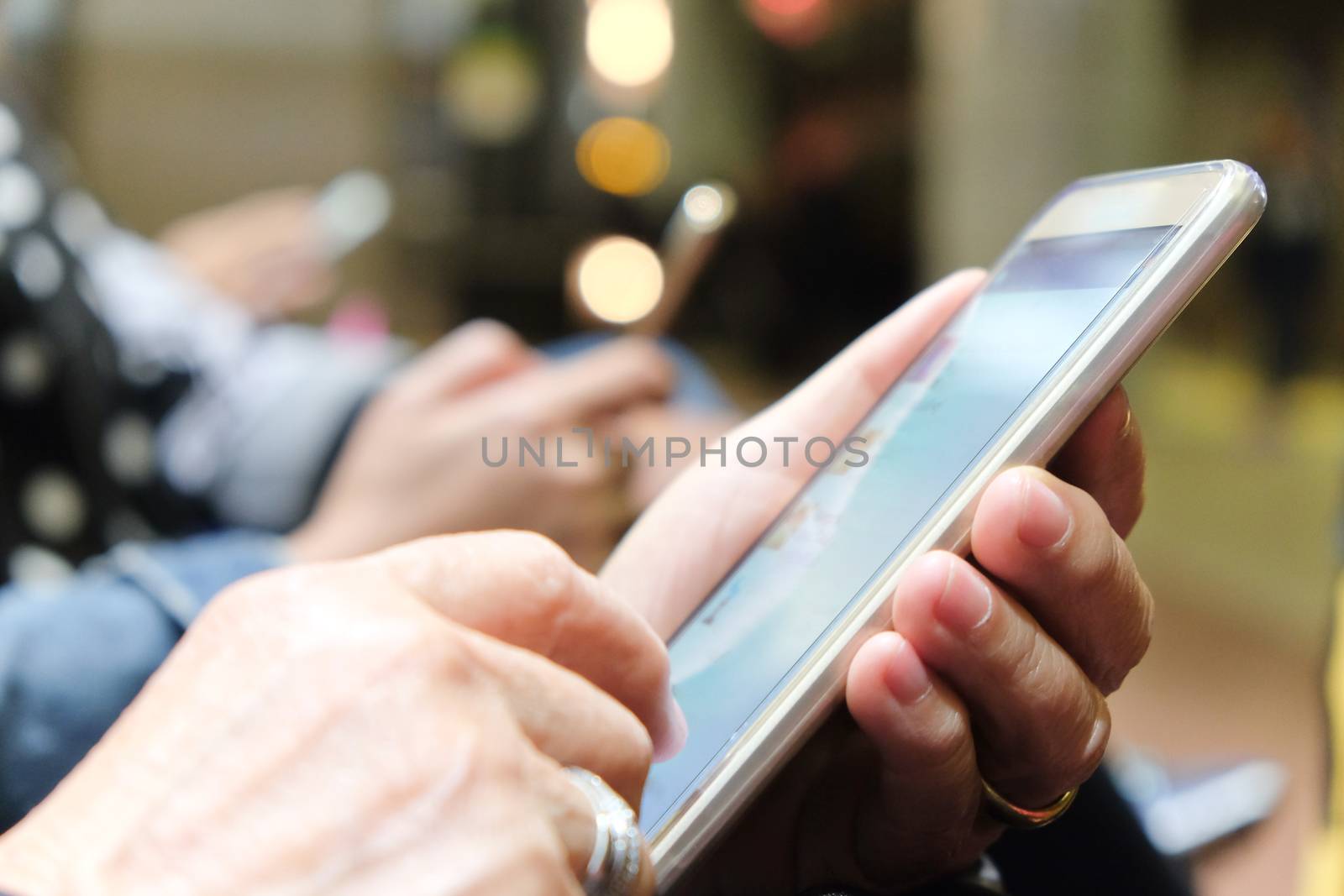 close up of Group of people using mobile devices