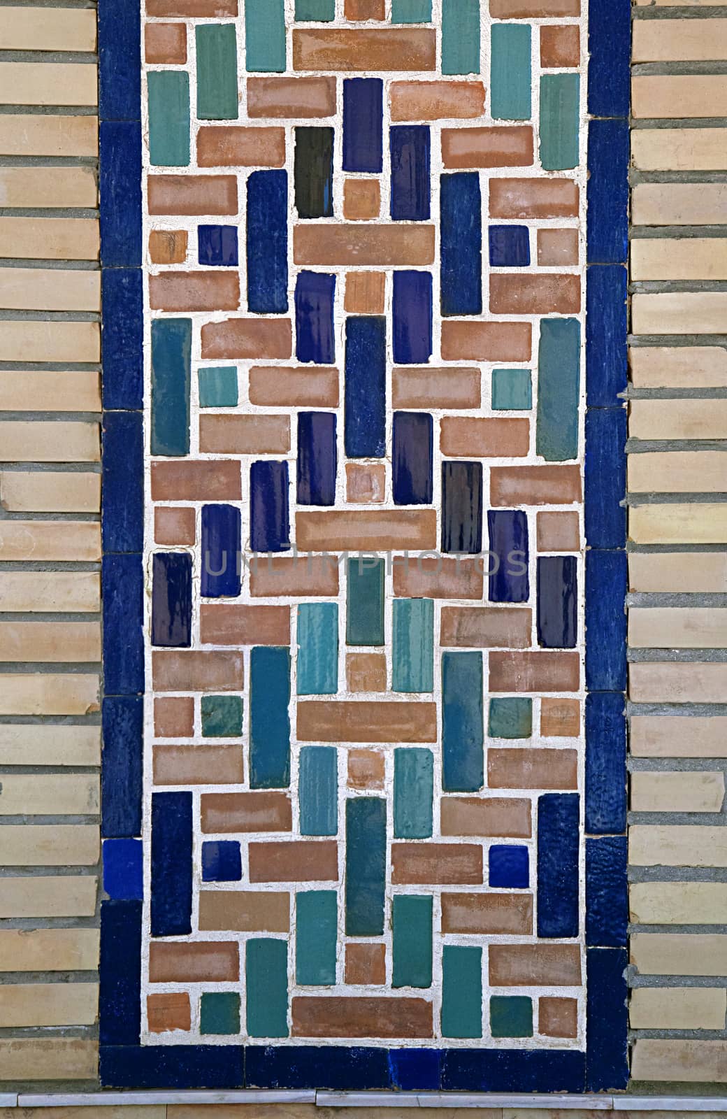 Old Eastern mosaic on the wall of a mosque, Uzbekistan