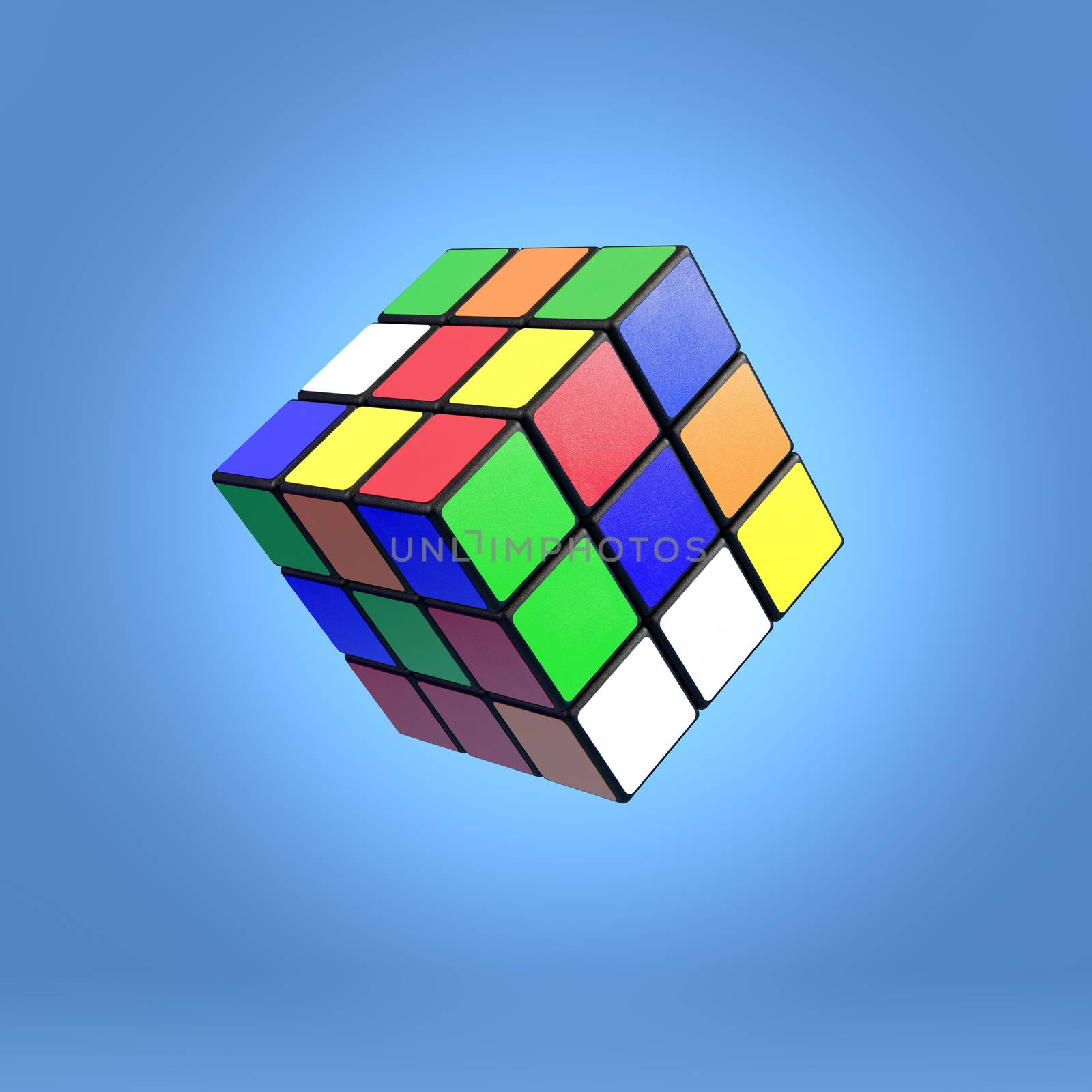 Famous Rubik s cube on blue background