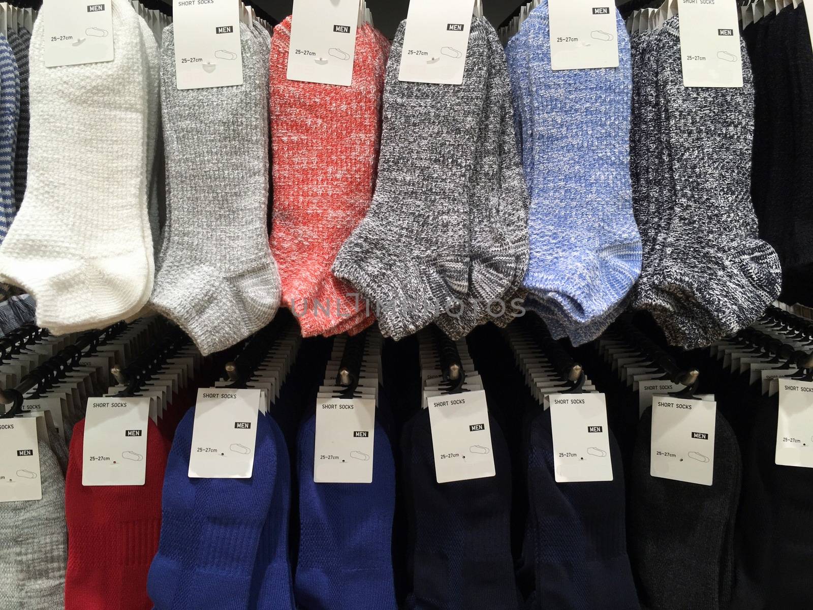 Colorful cotton Variety of male Socks on Shelve In Store  