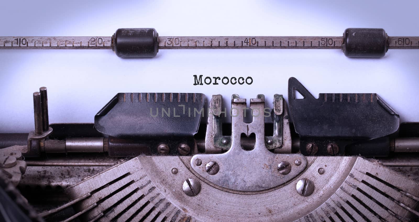 Inscription made by vintage typewriter, country, Morocco
