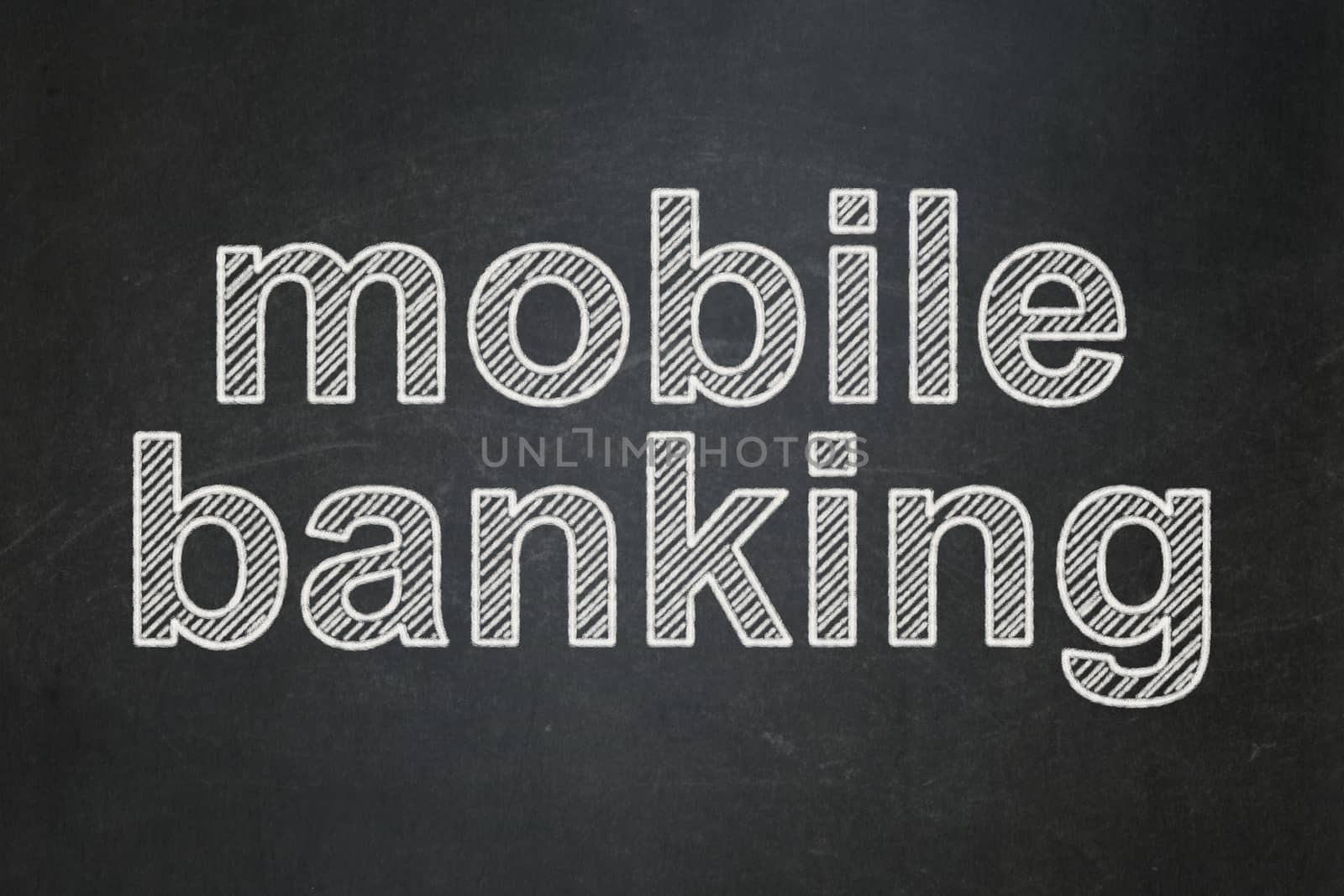 Banking concept: text Mobile Banking on Black chalkboard background