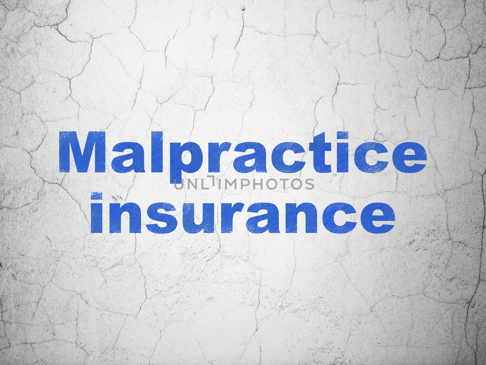 Insurance concept: Blue Malpractice Insurance on textured concrete wall background