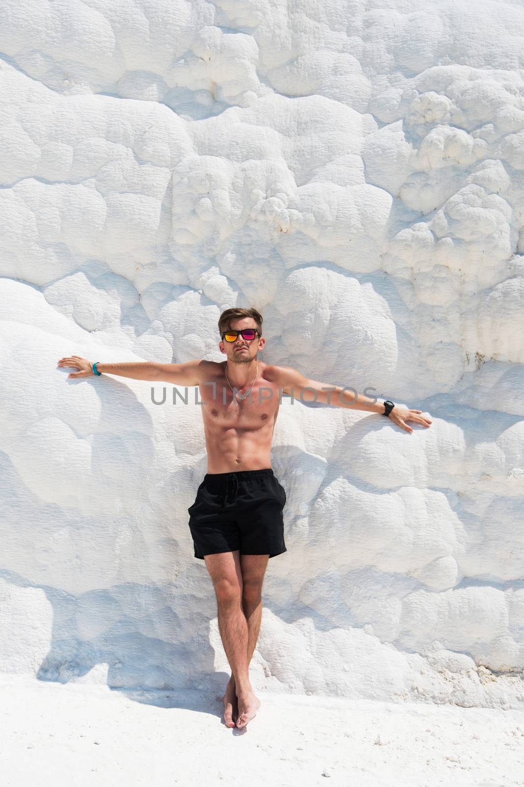 Portrait of man in Pammukale near modern Turkey city Denizli, Turkey