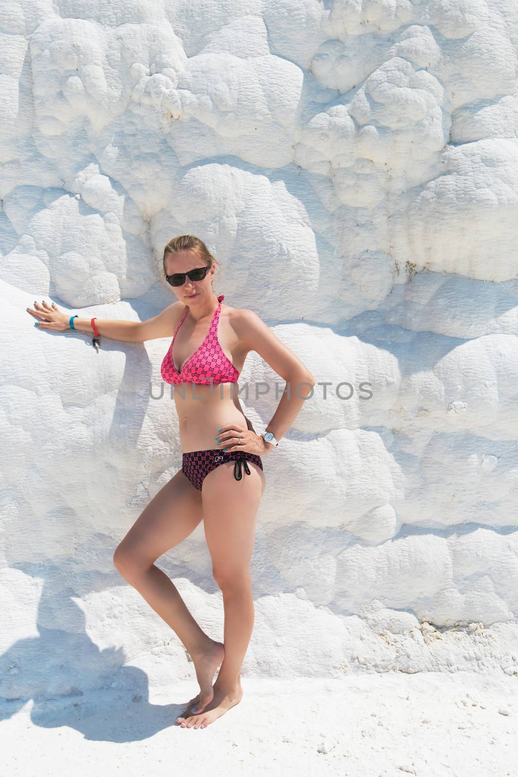 Portrait of woman in Pammukale near modern Turkey city Denizli, Turkey