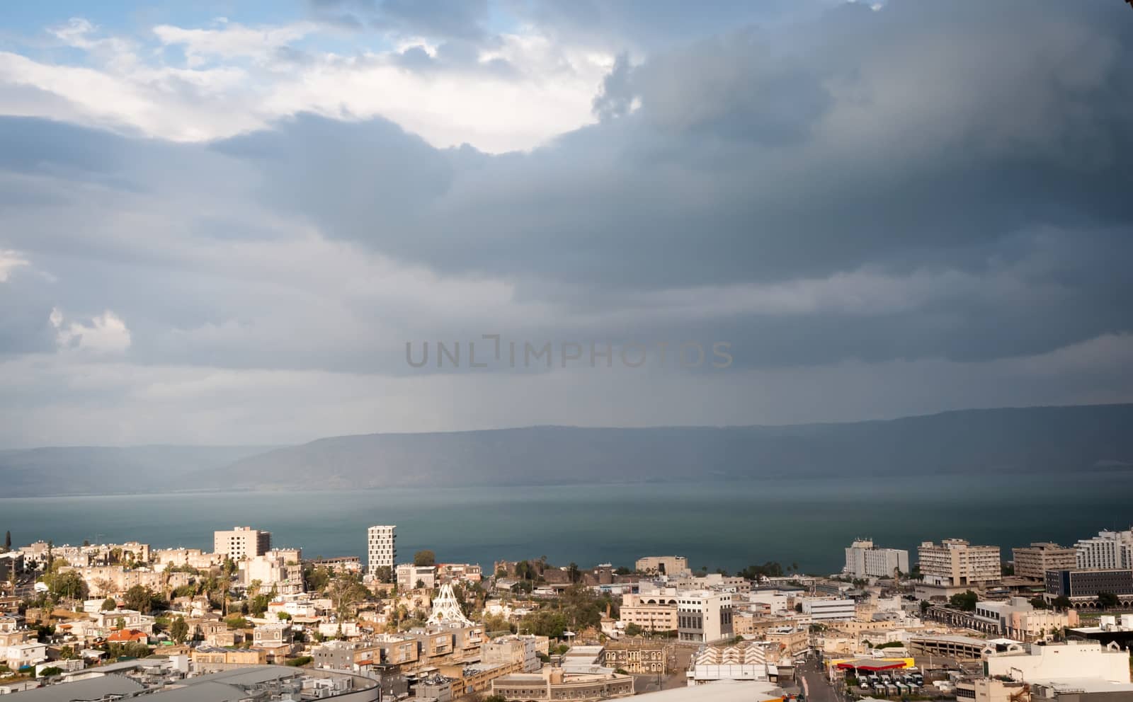View of  Tiberias , Galilee sea - Kinneret and mountains . by LarisaP