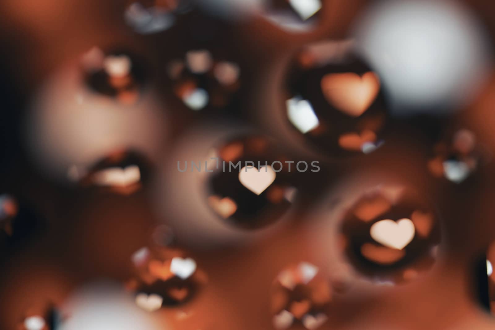 Abstract Background with Oil Drops on Red Hearts