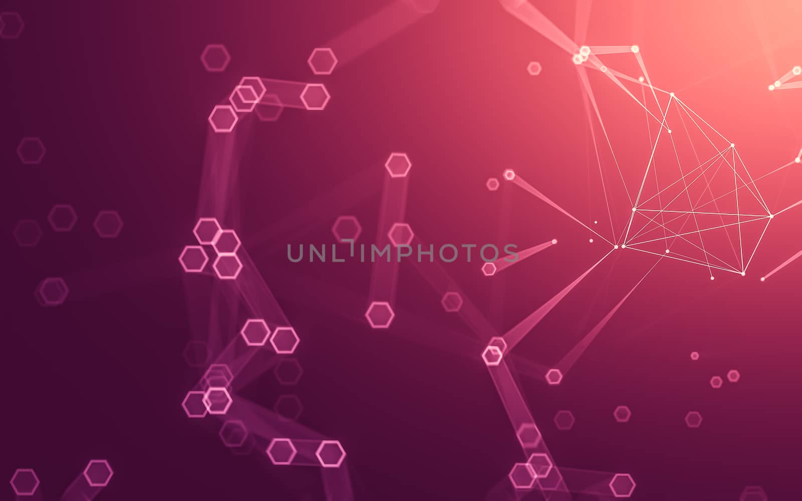 Abstract polygonal space low poly dark background with connecting dots and lines. Connection structure. 3d rendering