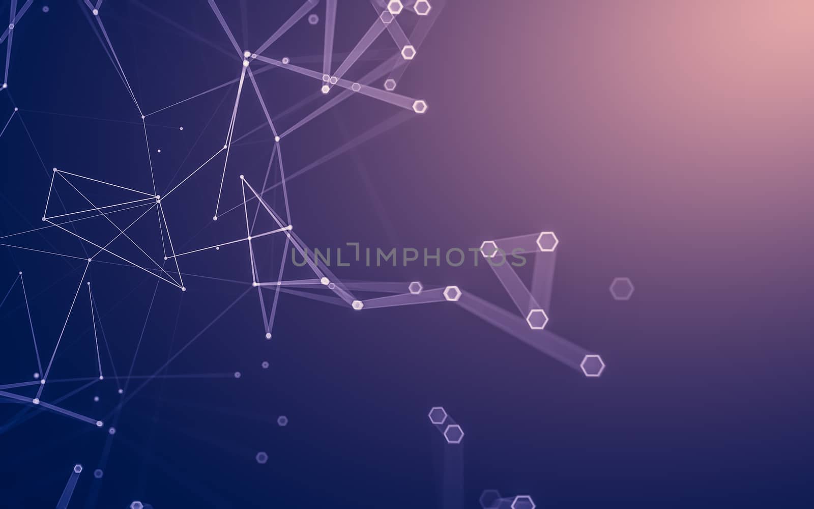 Abstract polygonal space low poly dark background with connecting dots and lines. Connection structure. 3d rendering