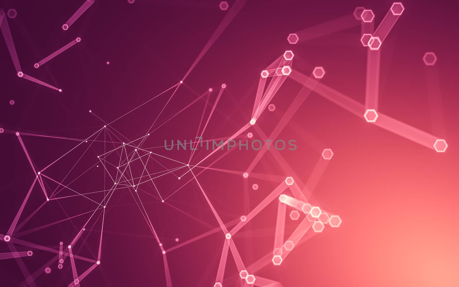 Abstract polygonal space low poly dark background with connecting dots and lines. Connection structure. 3d rendering