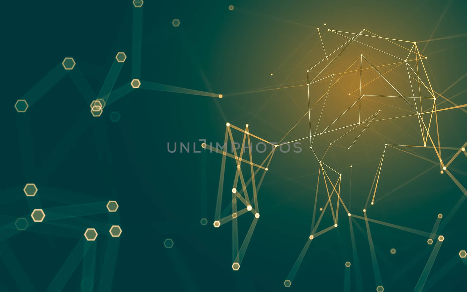 Abstract polygonal space low poly dark background with connecting dots and lines. Connection structure. 3d rendering