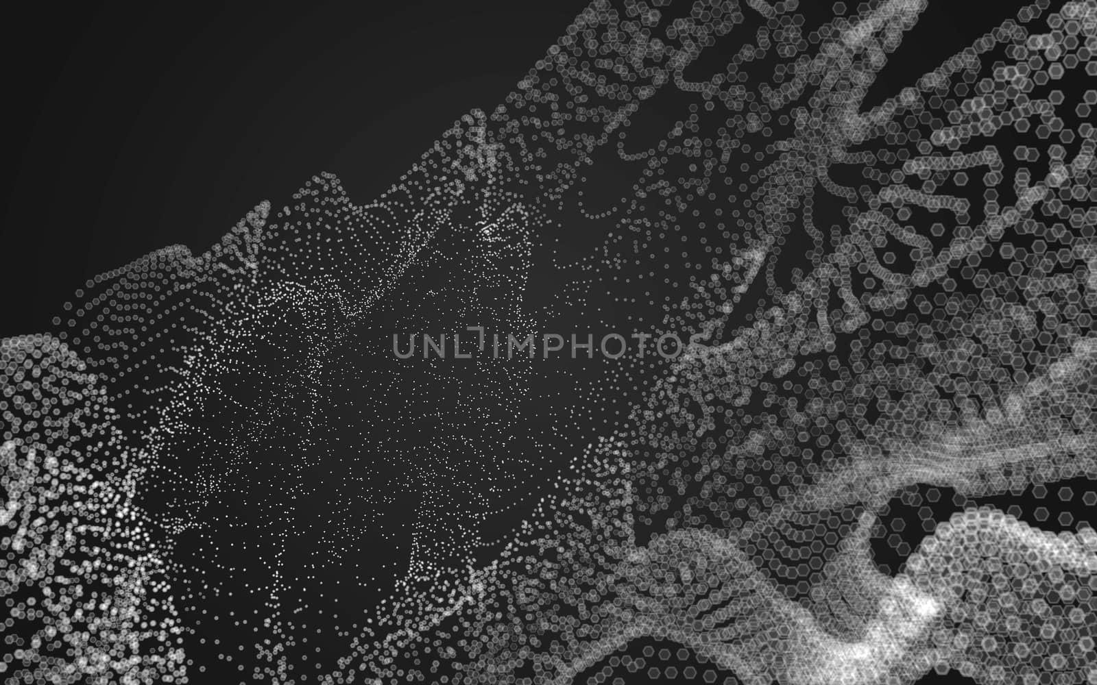 Abstract polygonal space low poly dark background with connecting dots and lines. Connection structure. 3d rendering