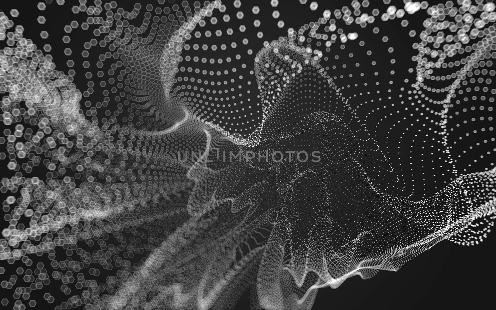 Abstract polygonal space low poly dark background with connecting dots and lines. Connection structure. 3d rendering