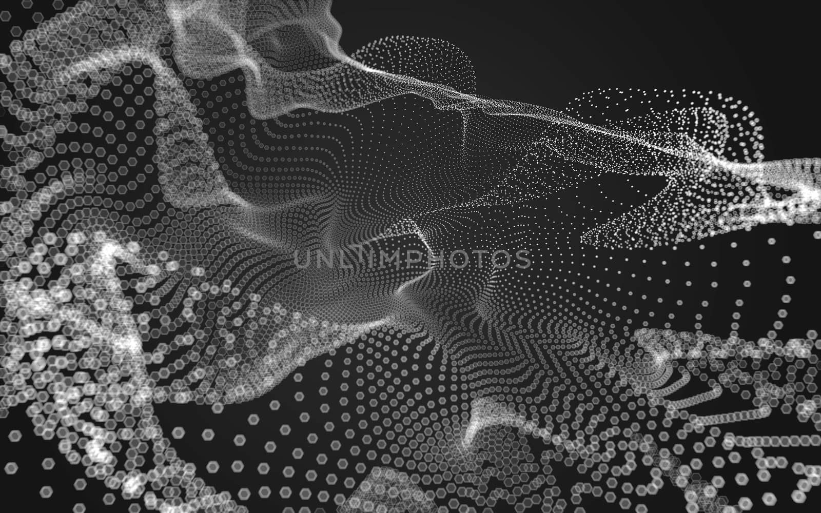 Abstract polygonal space low poly dark background with connecting dots and lines. Connection structure. 3d rendering