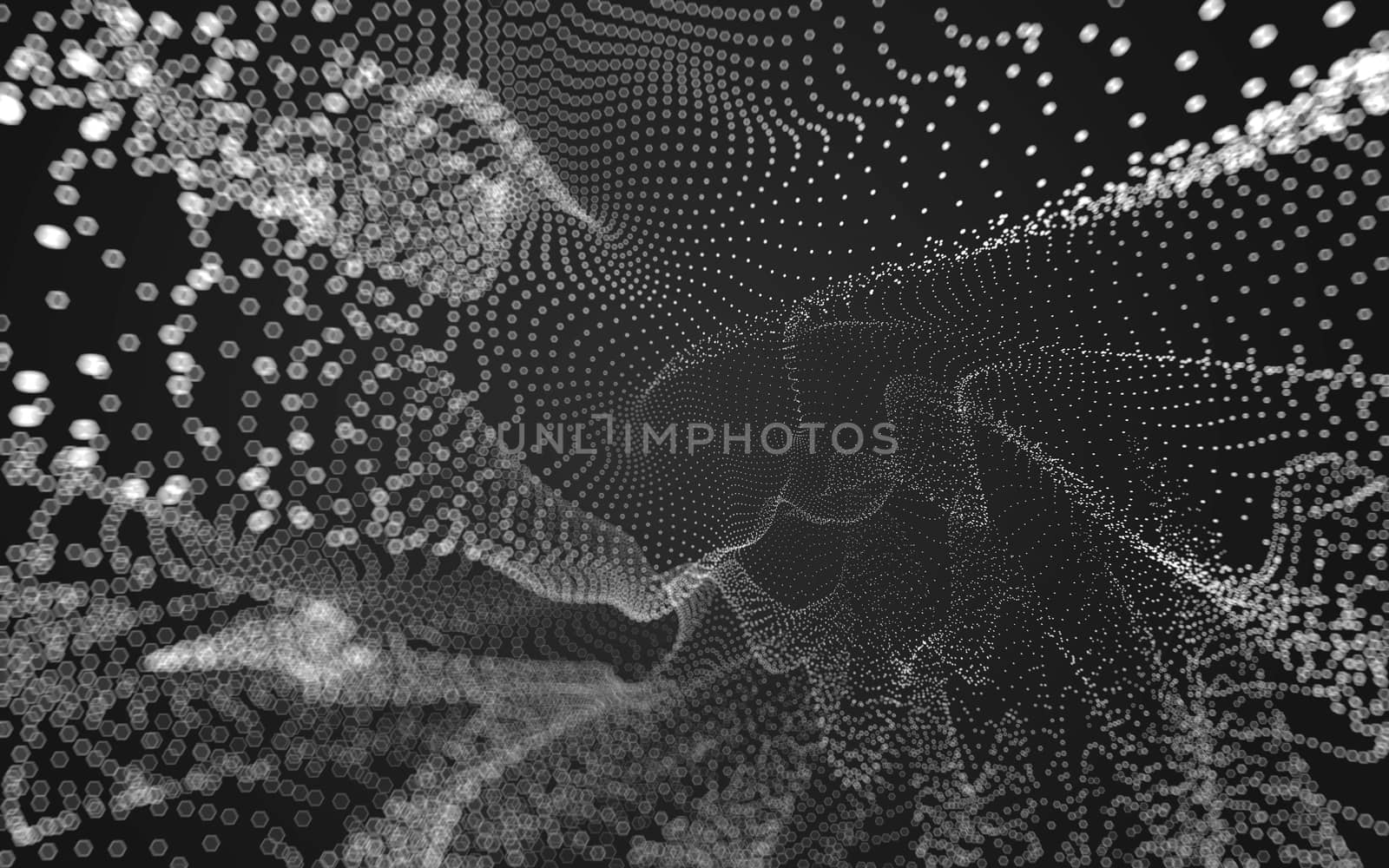 Abstract polygonal space low poly dark background with connecting dots and lines. Connection structure. 3d rendering