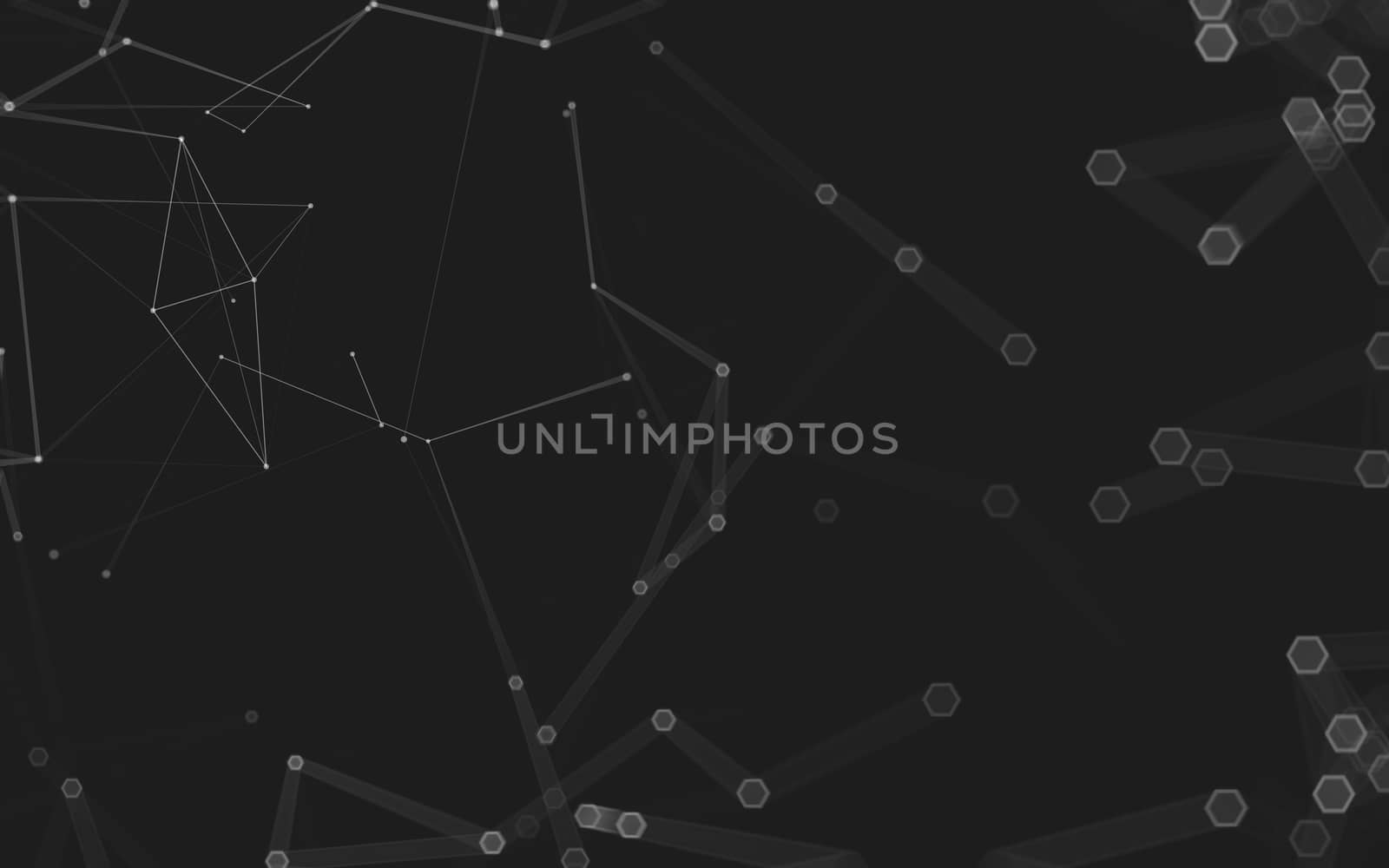 Abstract polygonal space low poly dark background with connecting dots and lines. Connection structure. 3d rendering