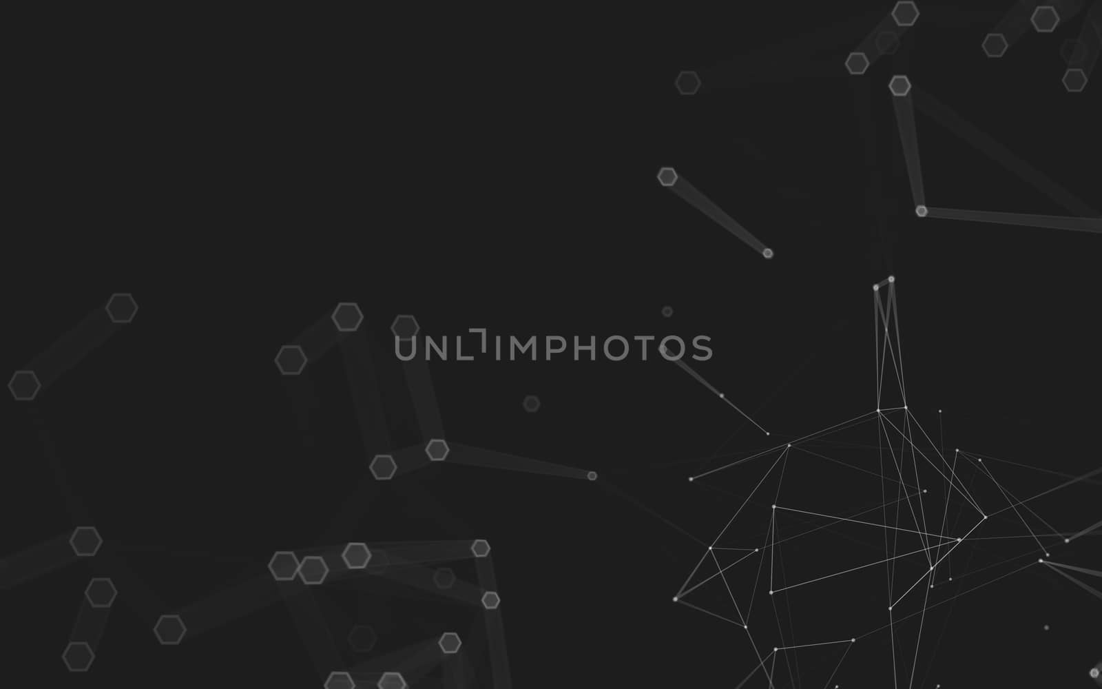 Abstract polygonal space low poly dark background with connecting dots and lines. Connection structure. 3d rendering