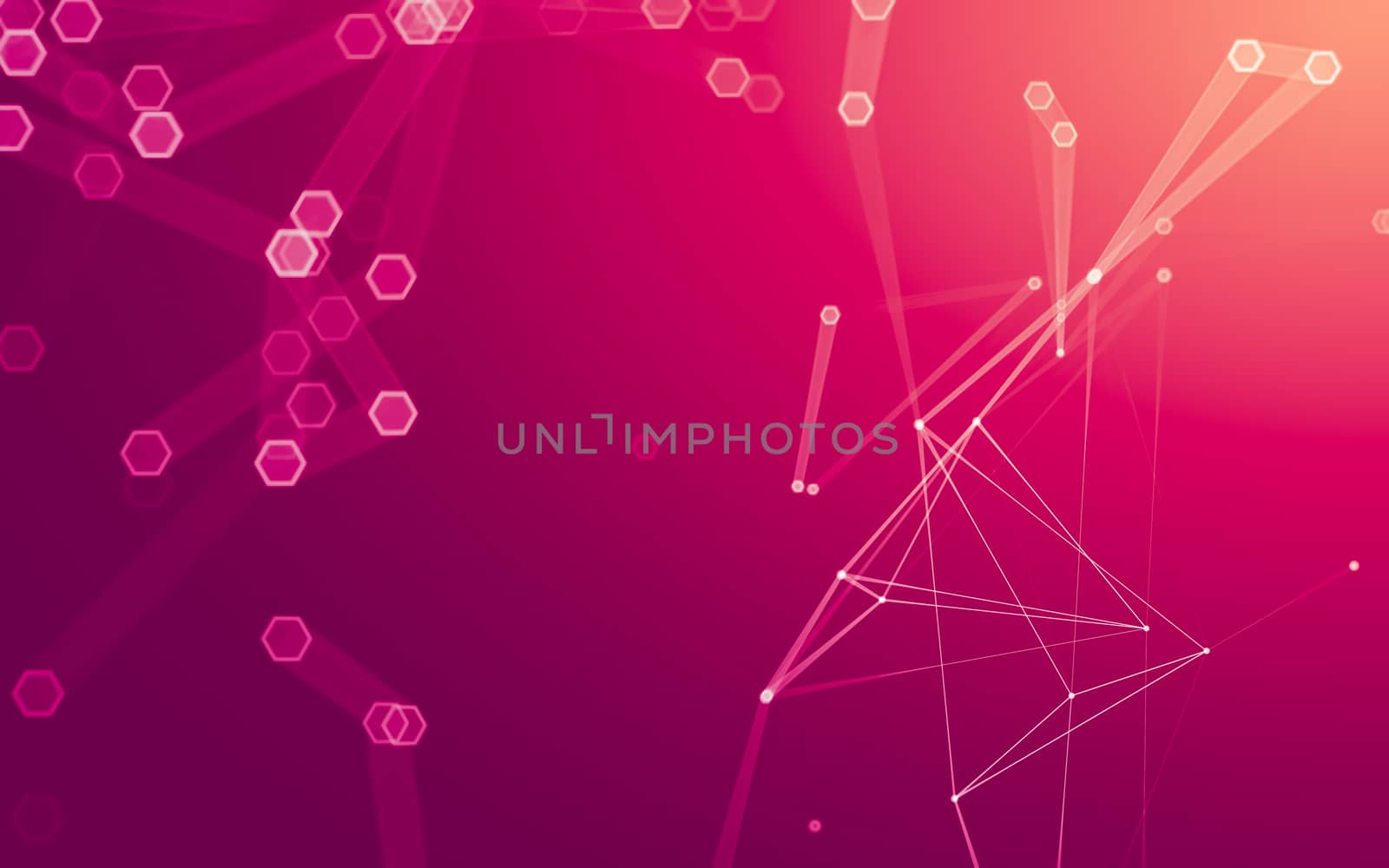 Abstract polygonal space low poly dark background with connecting dots and lines. Connection structure. 3d rendering