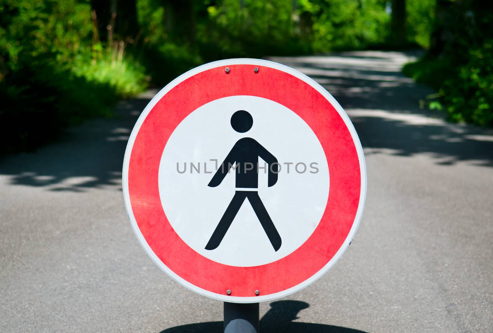 Restricted area. Pedestrians prohibited. No pedestrians. road sign