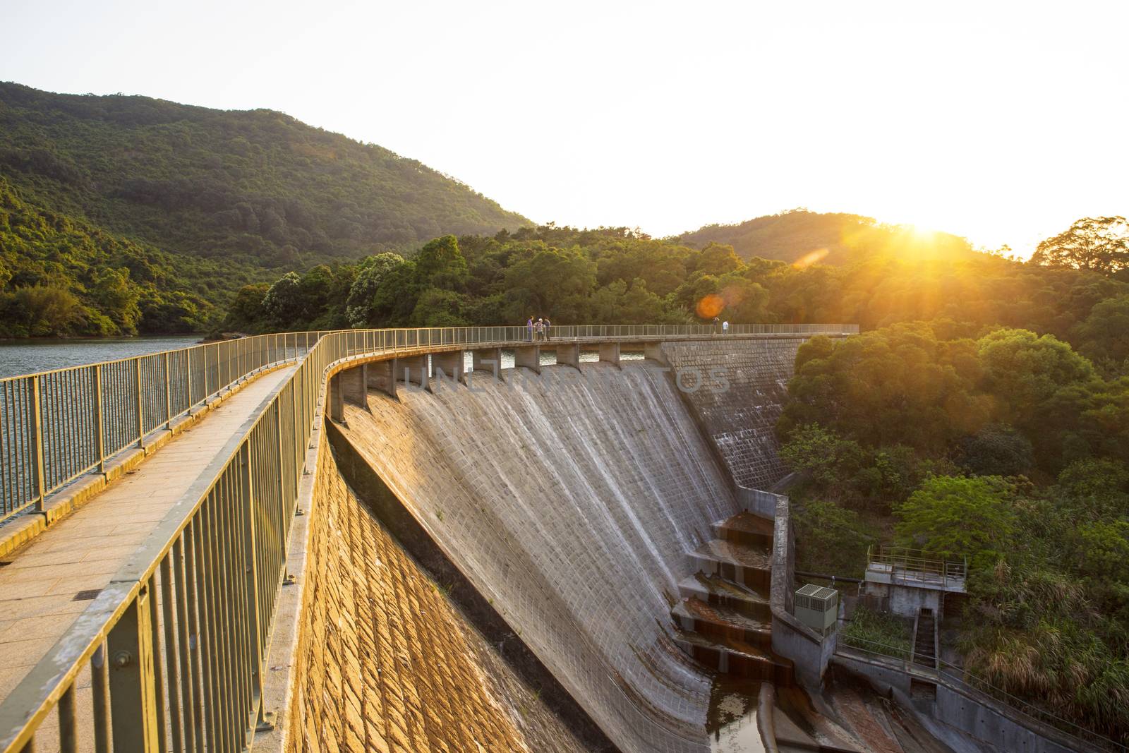 Ho Pui Reservoir - Yuen Long hong kong , water dam sunset