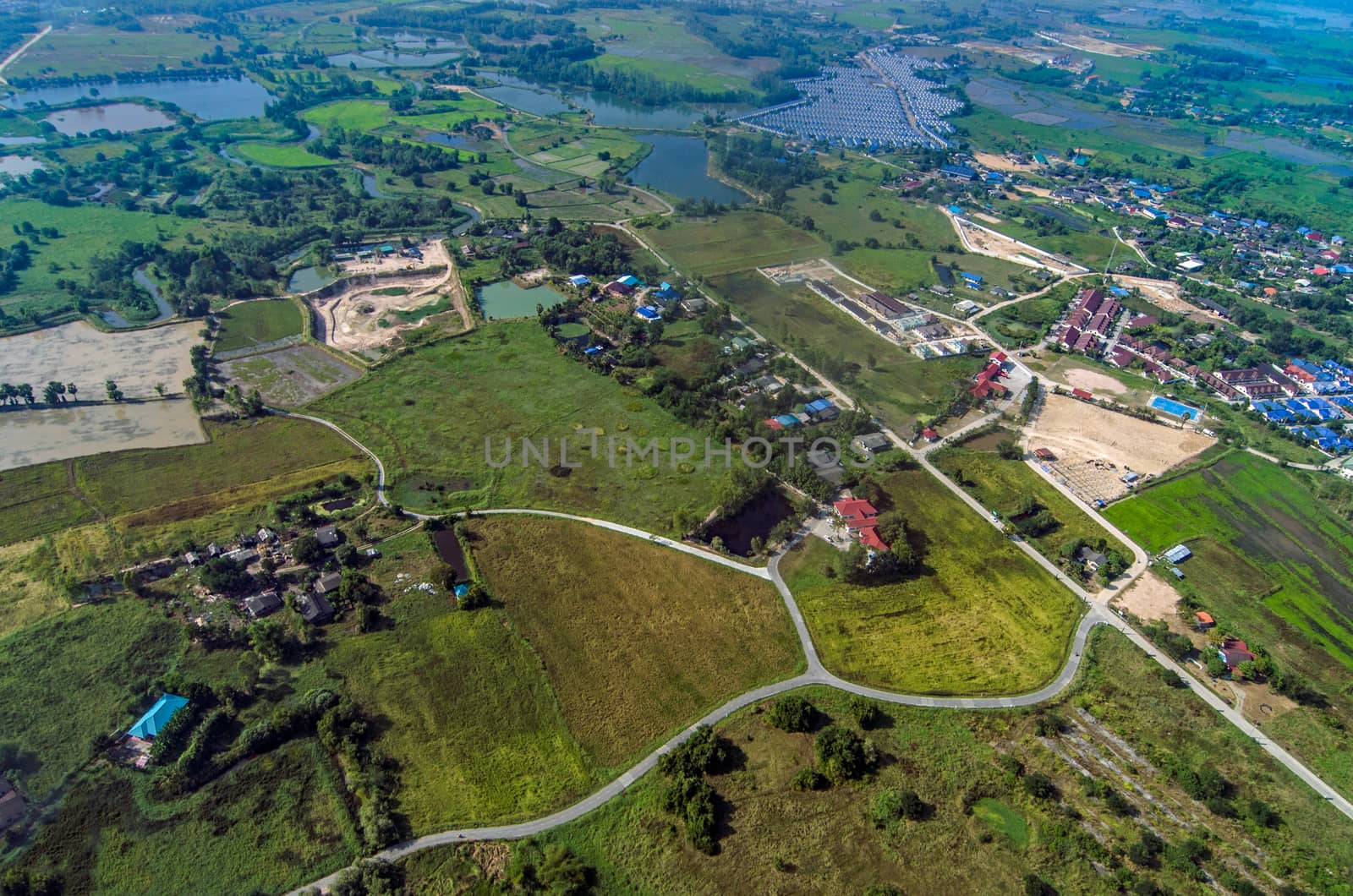 Aerial Photo Farming Agriculture and Land Development in Thailand