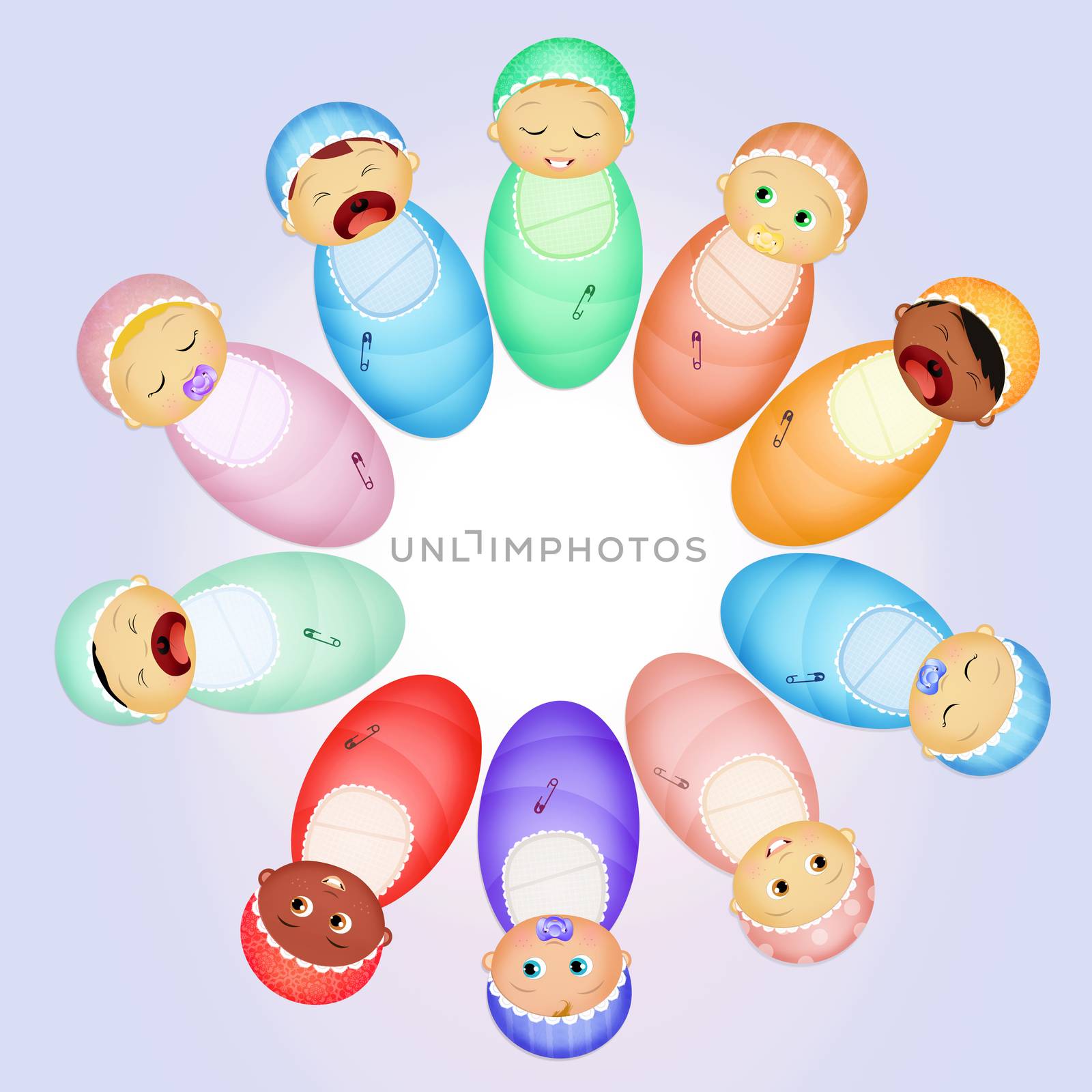 illustration of various babies