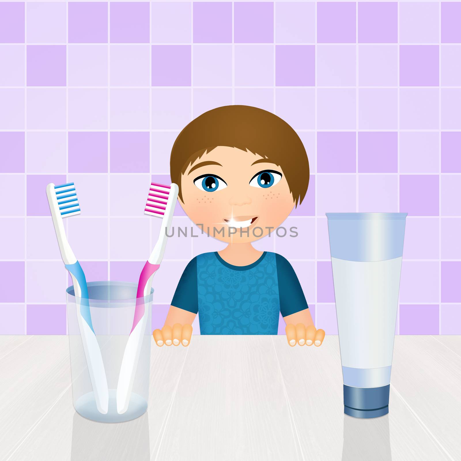 Child brushing teeth by adrenalina