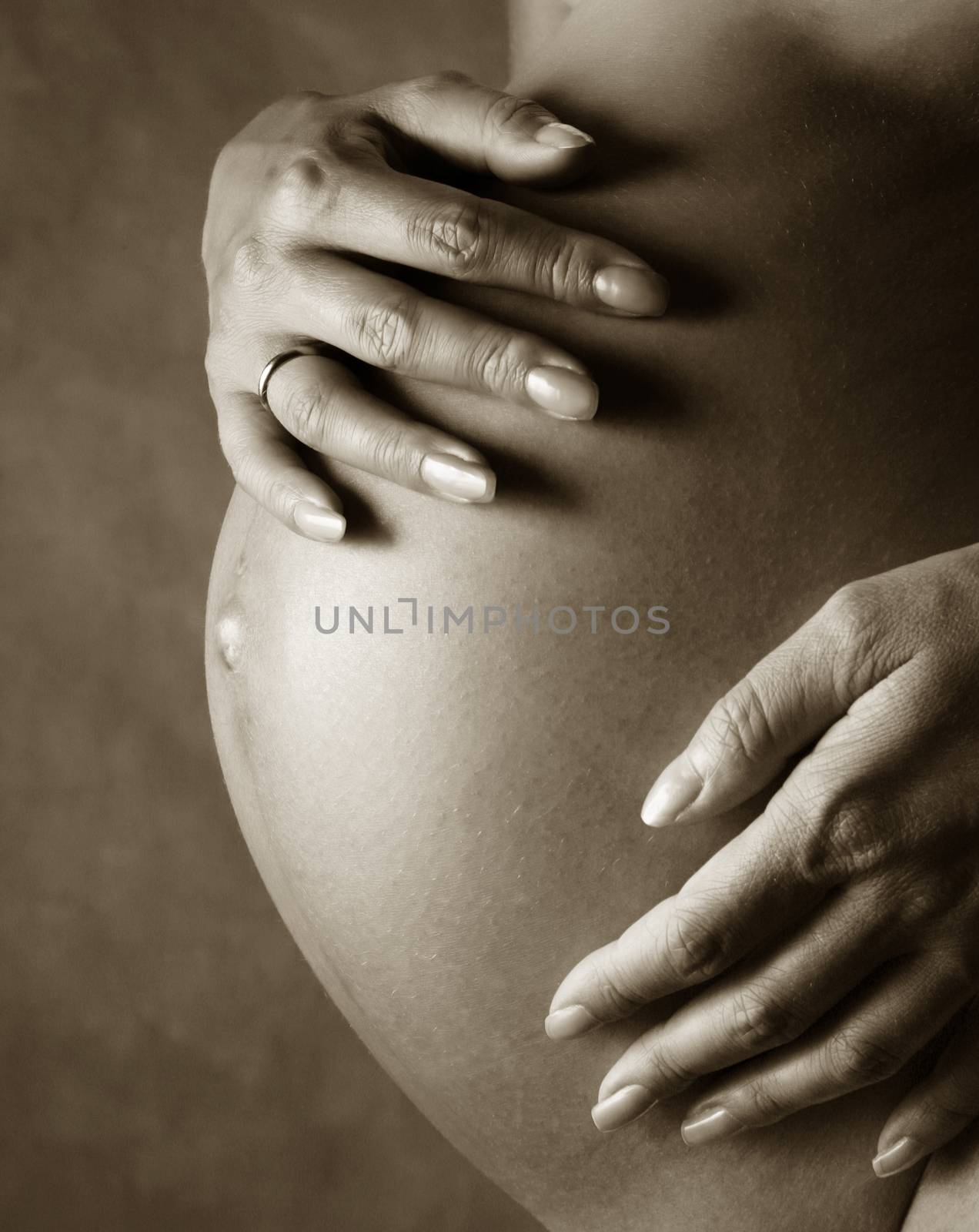 The pregnant woman on the ninth month. The girl was born