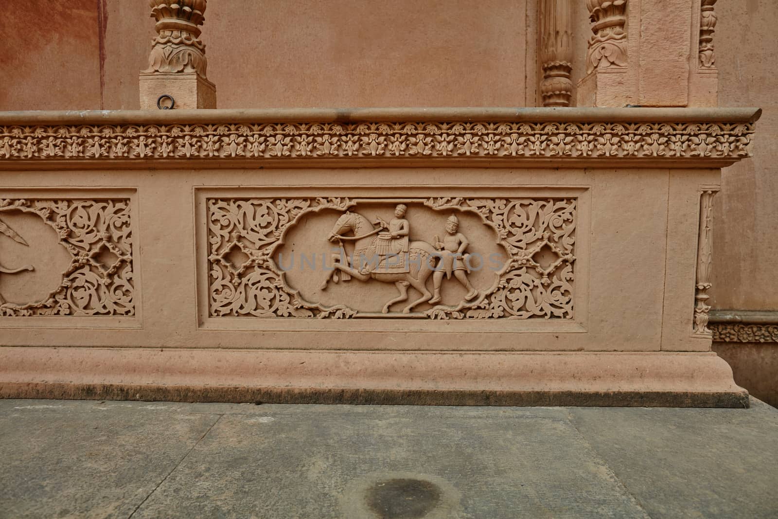 India temple orange sandstone wall ornament decorations 