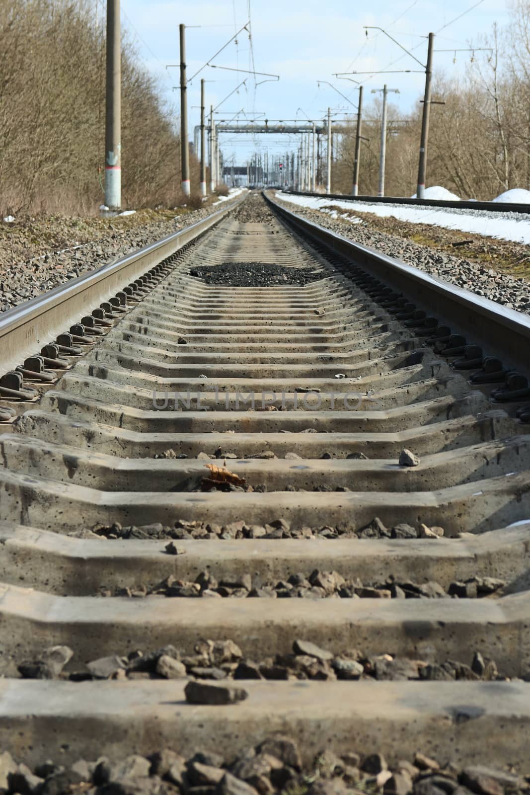 forward rails of railway go into distance