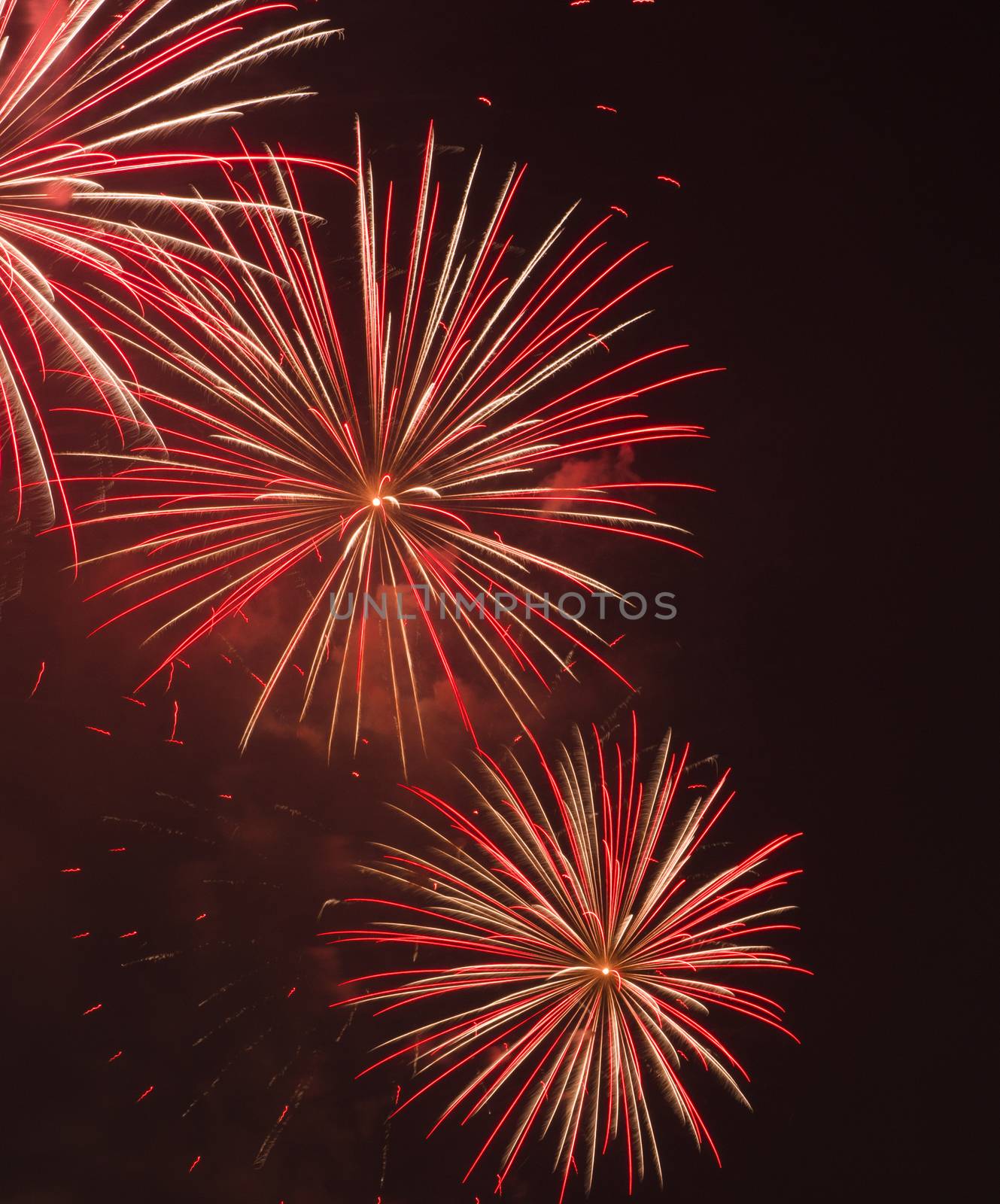 Colourful fireworks display in Brisbane City, Queensland, Australia